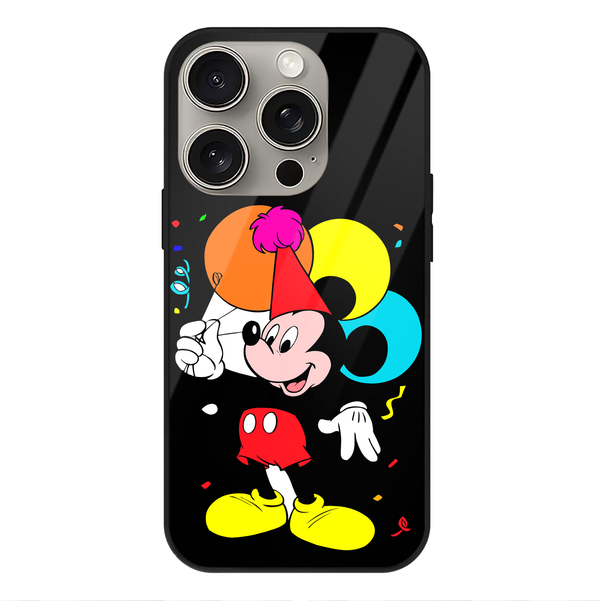 （画像用） ミッキーマウス Mickey Mouse 【iPhone15Pro対応】スマホケース 耐衝撃＆黄変防止 背面ガラス