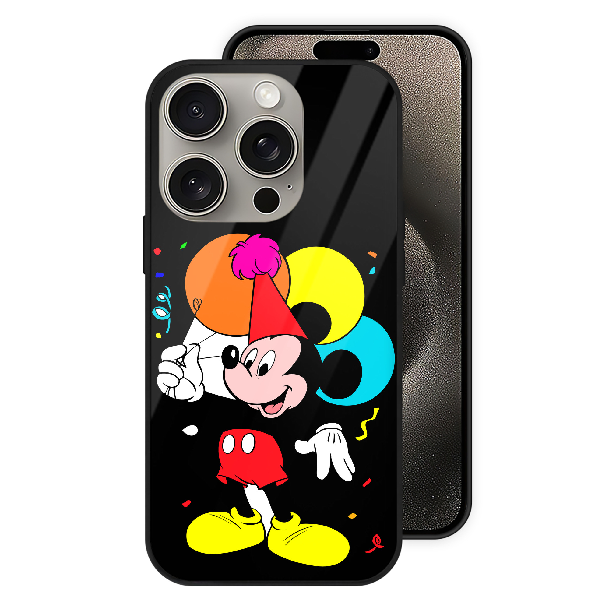 （画像用） ミッキーマウス Mickey Mouse 【iPhone15Pro対応】スマホケース 耐衝撃＆黄変防止 背面ガラス