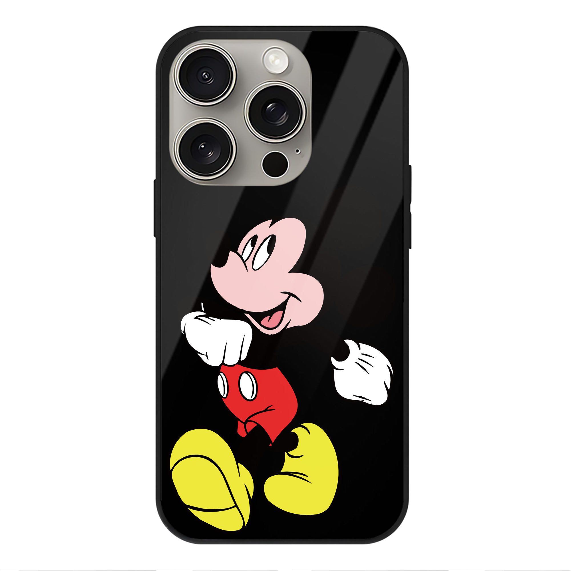 （画像用） ミッキーマウス Mickey Mouse 【iPhone15Pro対応】スマホケース 耐衝撃＆黄変防止 背面ガラス