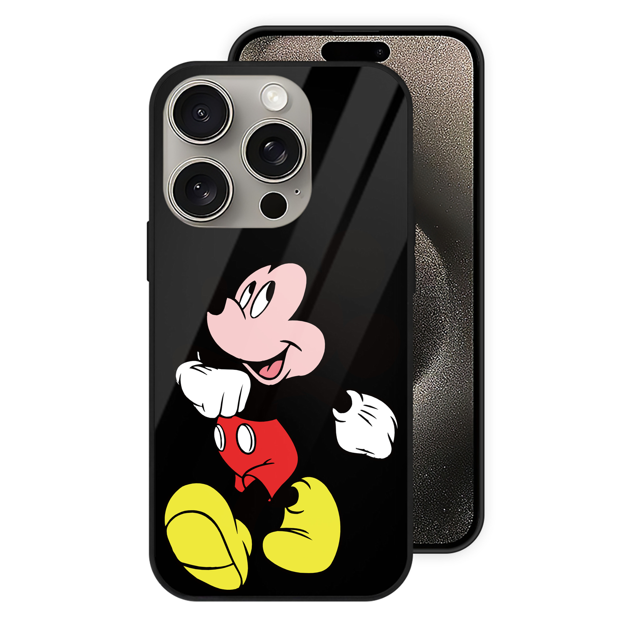 （画像用） ミッキーマウス Mickey Mouse 【iPhone15Pro対応】スマホケース 耐衝撃＆黄変防止 背面ガラス