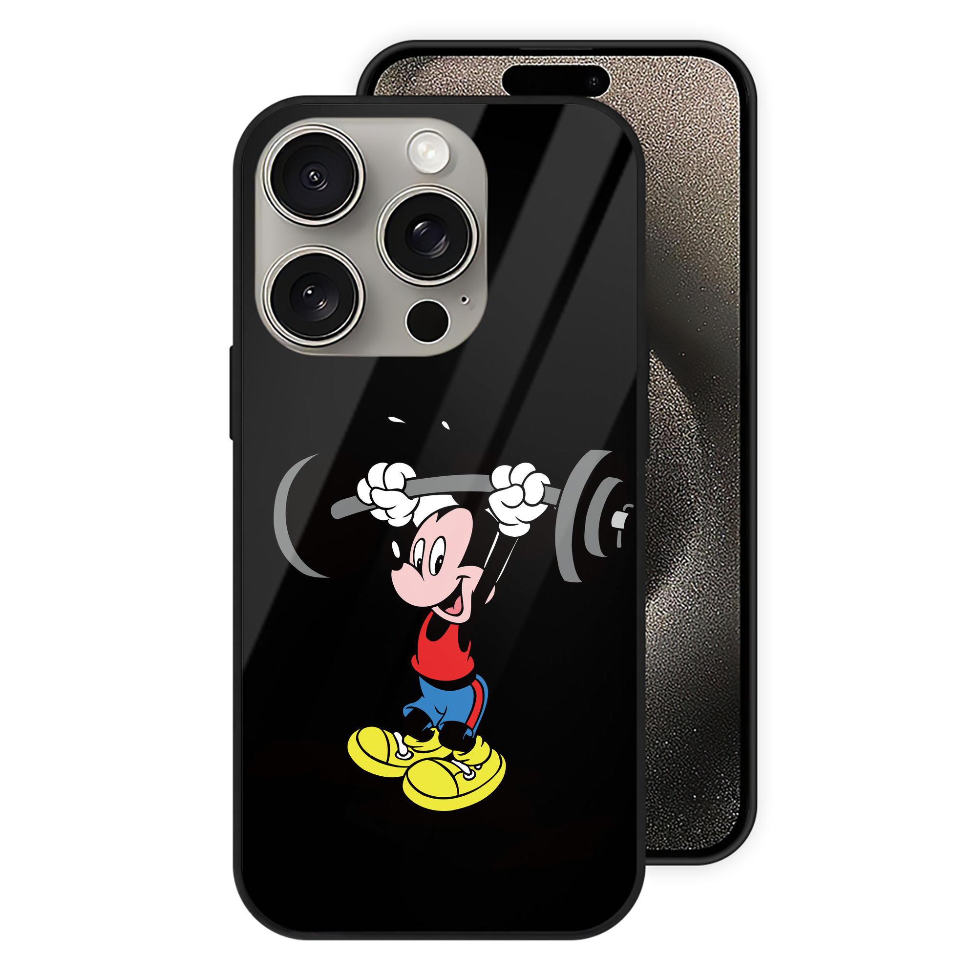 （画像用） ミッキーマウス Mickey Mouse 【iPhone15Pro対応】スマホケース 耐衝撃＆黄変防止 背面ガラス