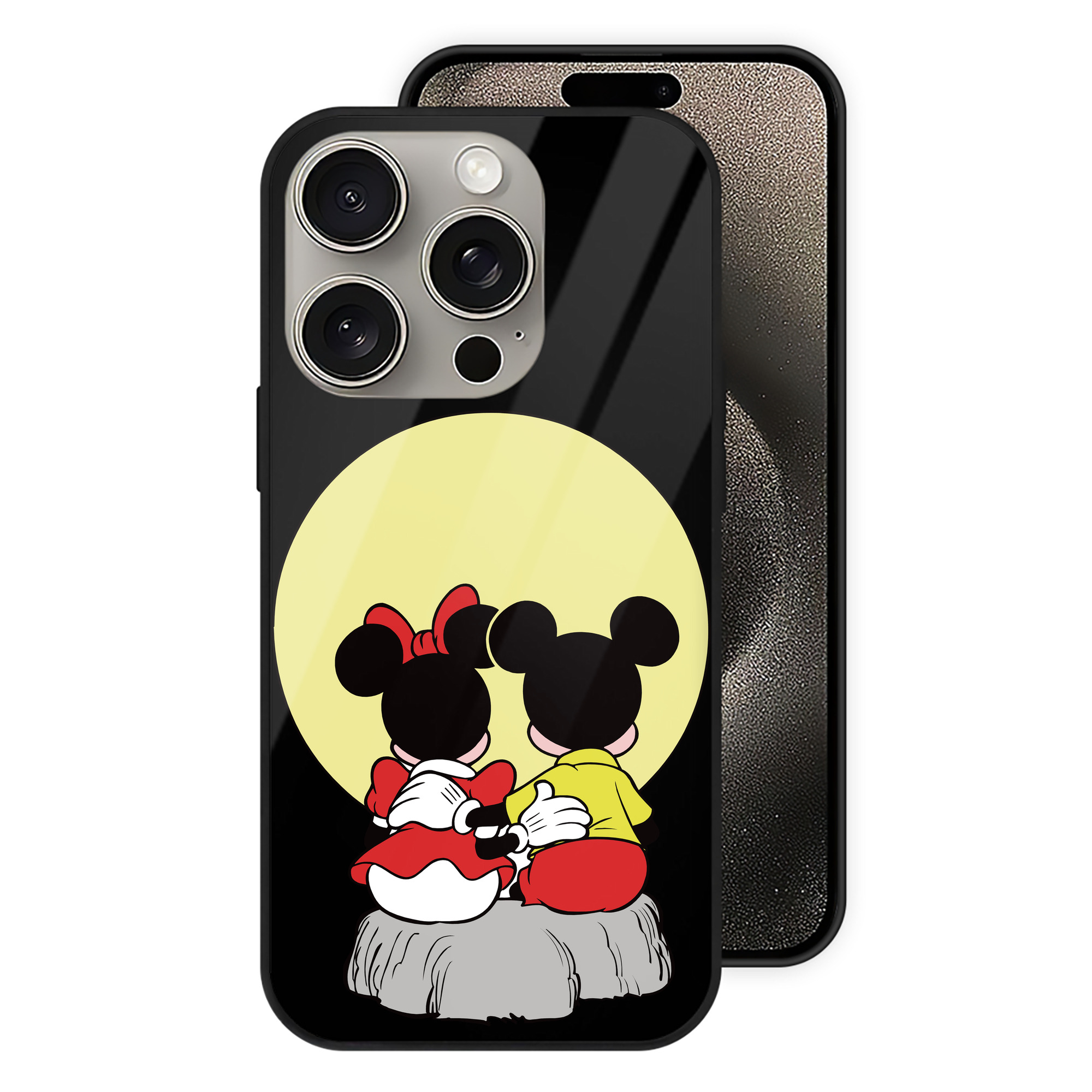 （画像用） ミッキーマウス Mickey Mouse 【iPhone15Pro対応】スマホケース 耐衝撃＆黄変防止 背面ガラス