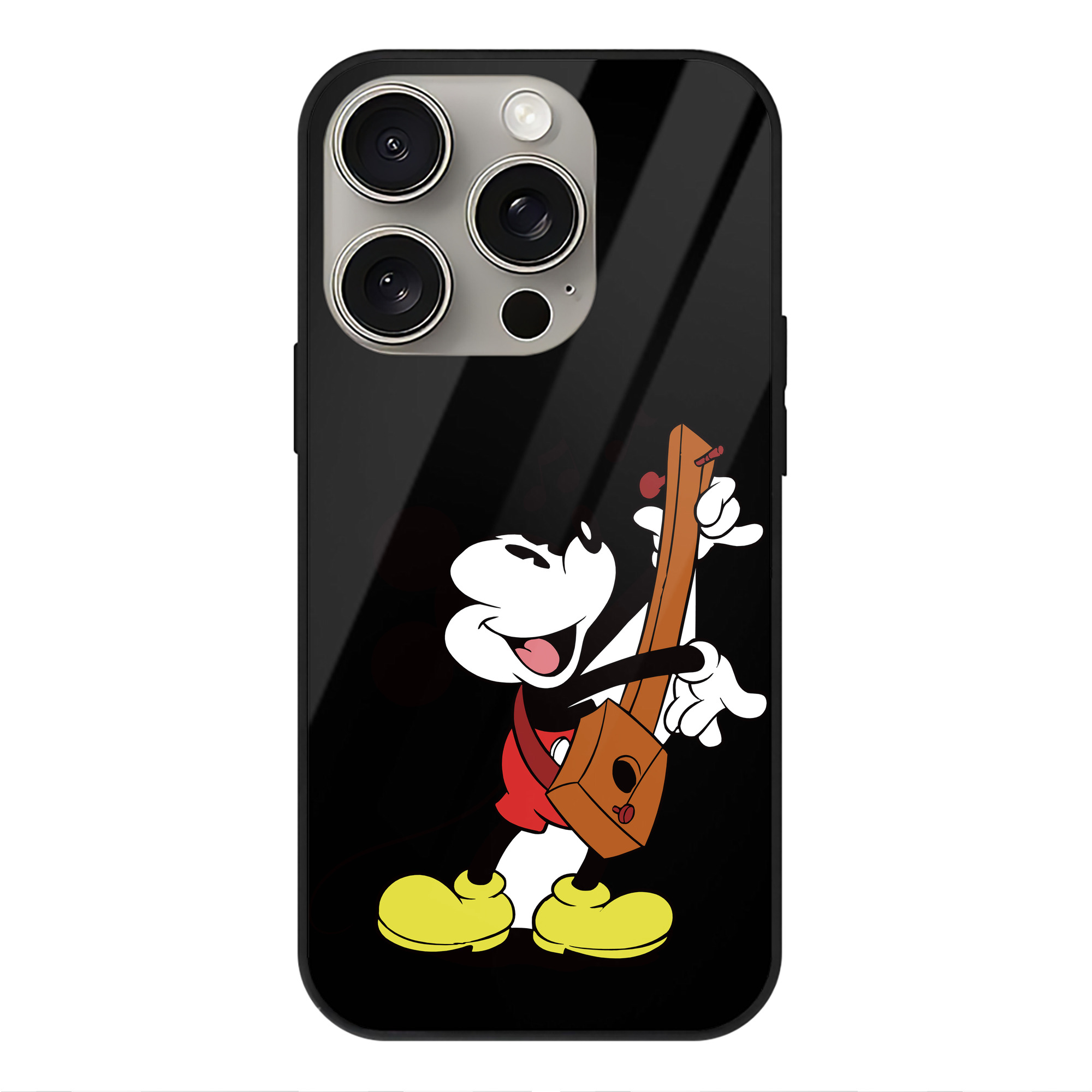 （画像用） ミッキーマウス Mickey Mouse 【iPhone15Pro対応】スマホケース 耐衝撃＆黄変防止 背面ガラス