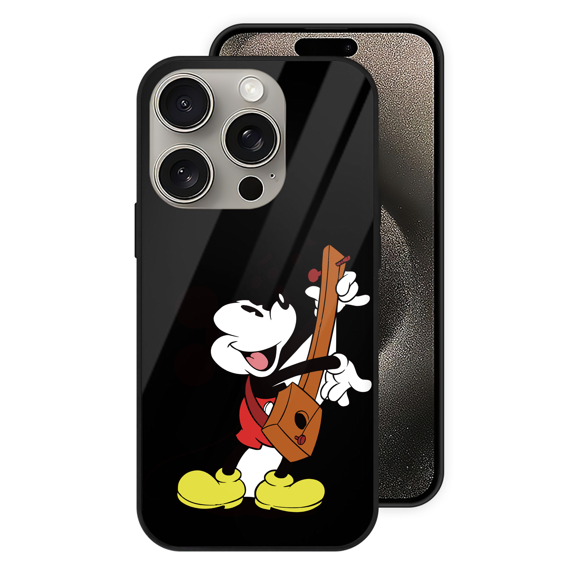 （画像用） ミッキーマウス Mickey Mouse 【iPhone15Pro対応】スマホケース 耐衝撃＆黄変防止 背面ガラス