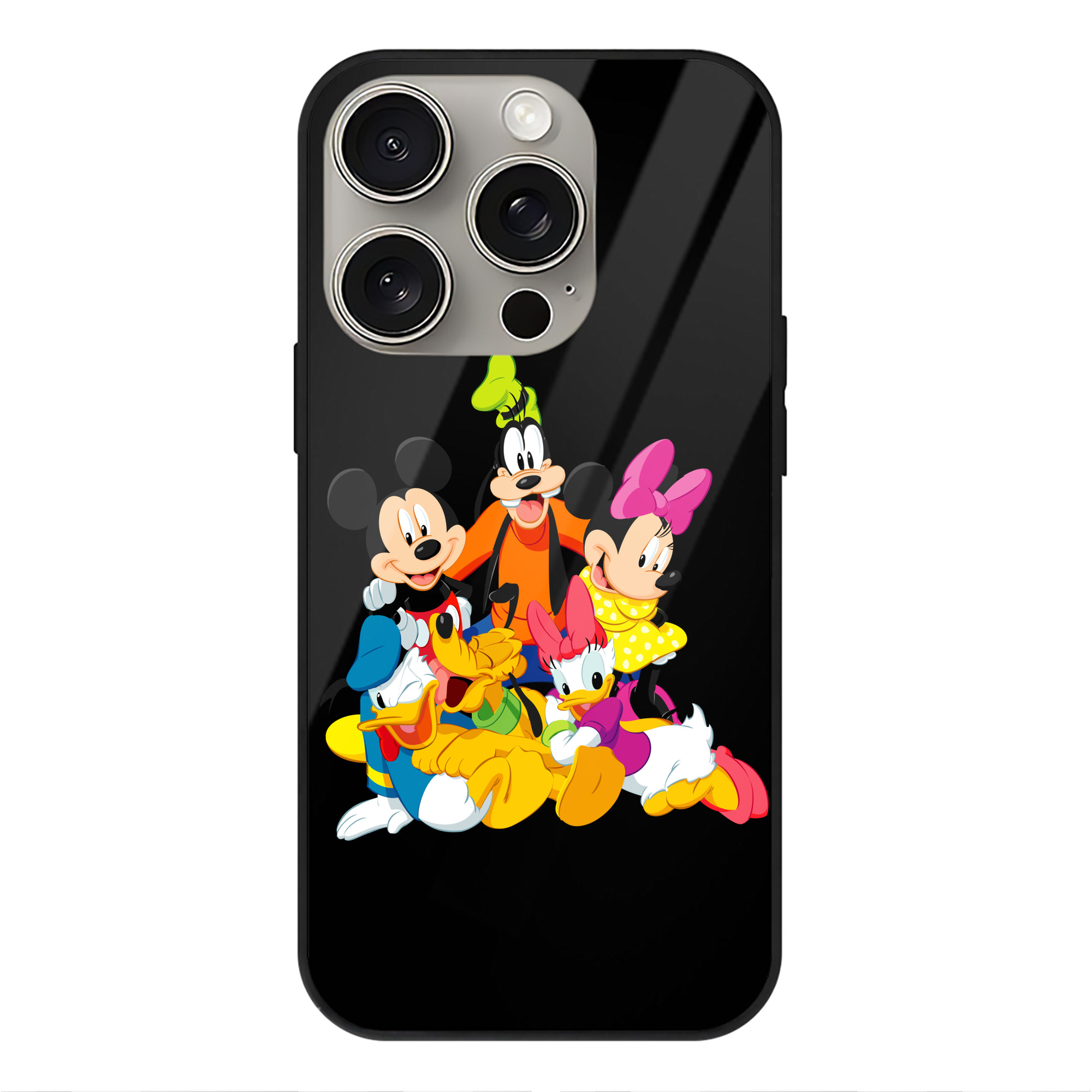 （画像用） ミッキーマウス Mickey Mouse 【iPhone15Pro対応】スマホケース 耐衝撃＆黄変防止 背面ガラス