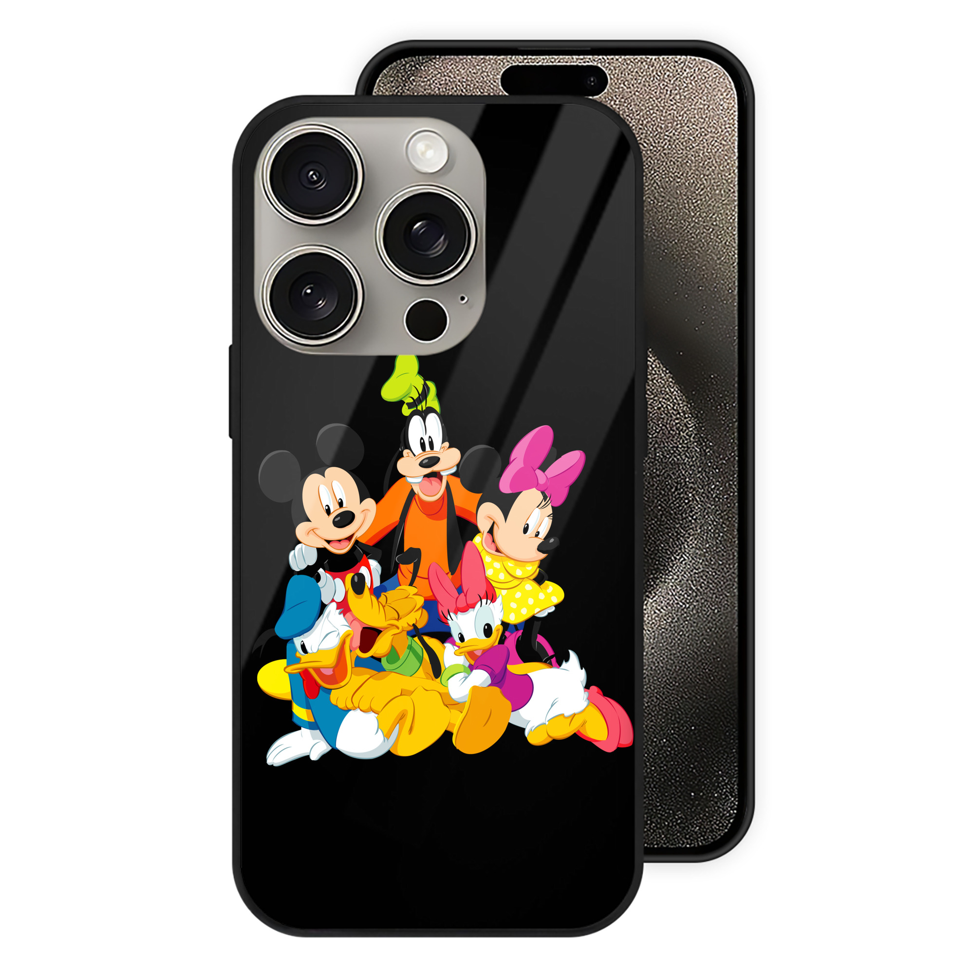 （画像用） ミッキーマウス Mickey Mouse 【iPhone15Pro対応】スマホケース 耐衝撃＆黄変防止 背面ガラス