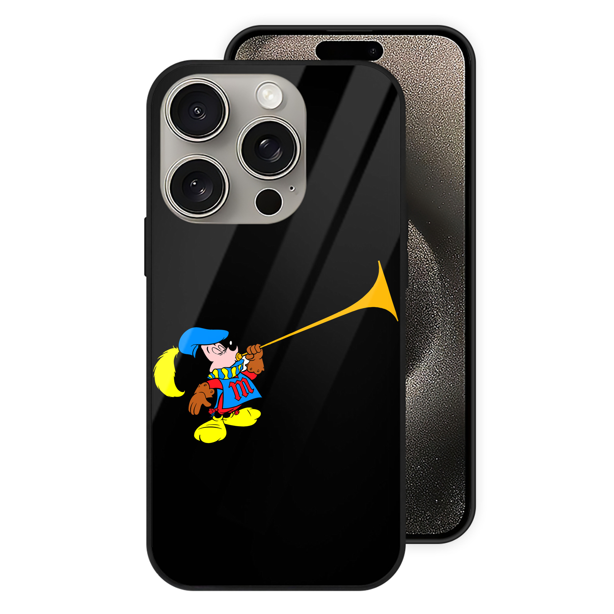 （画像用） ミッキーマウス Mickey Mouse 【iPhone15Pro対応】スマホケース 耐衝撃＆黄変防止 背面ガラス