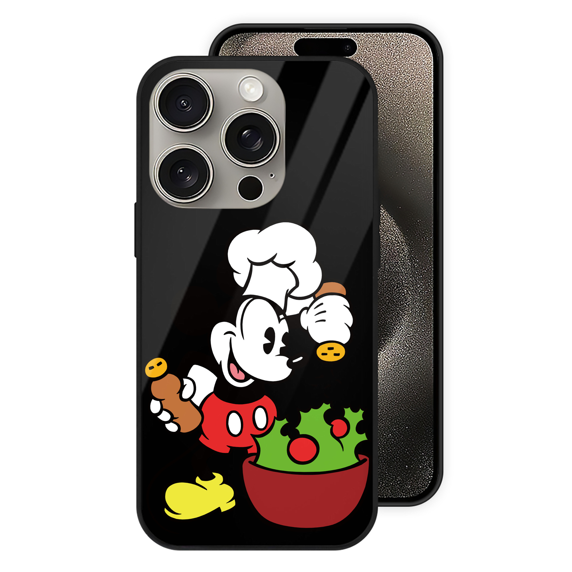 （画像用） ミッキーマウス Mickey Mouse 【iPhone15Pro対応】スマホケース 耐衝撃＆黄変防止 背面ガラス