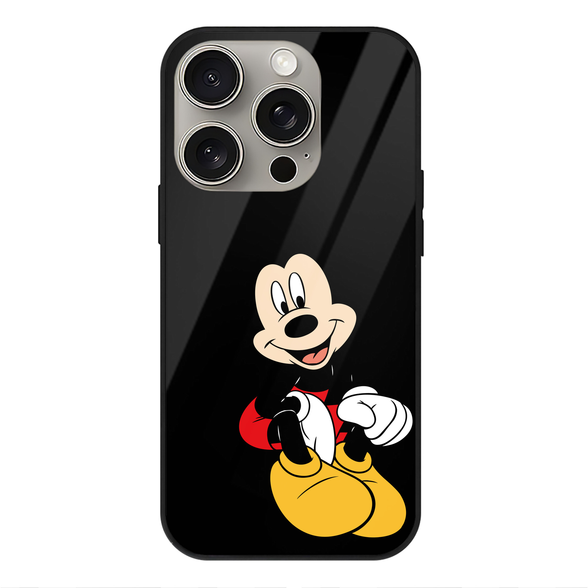 （画像用） ミッキーマウス Mickey Mouse 【iPhone15Pro対応】スマホケース 耐衝撃＆黄変防止 背面ガラス