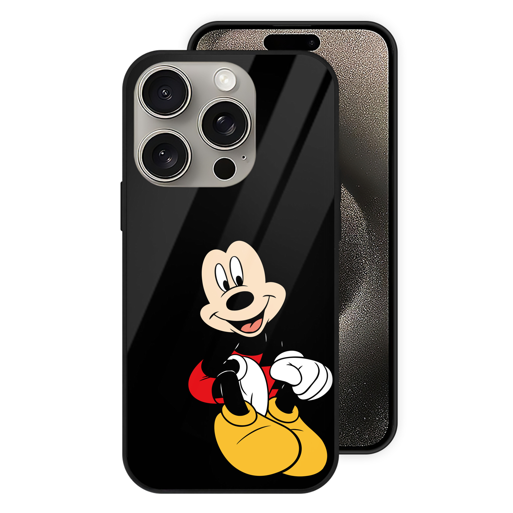 （画像用） ミッキーマウス Mickey Mouse 【iPhone15Pro対応】スマホケース 耐衝撃＆黄変防止 背面ガラス