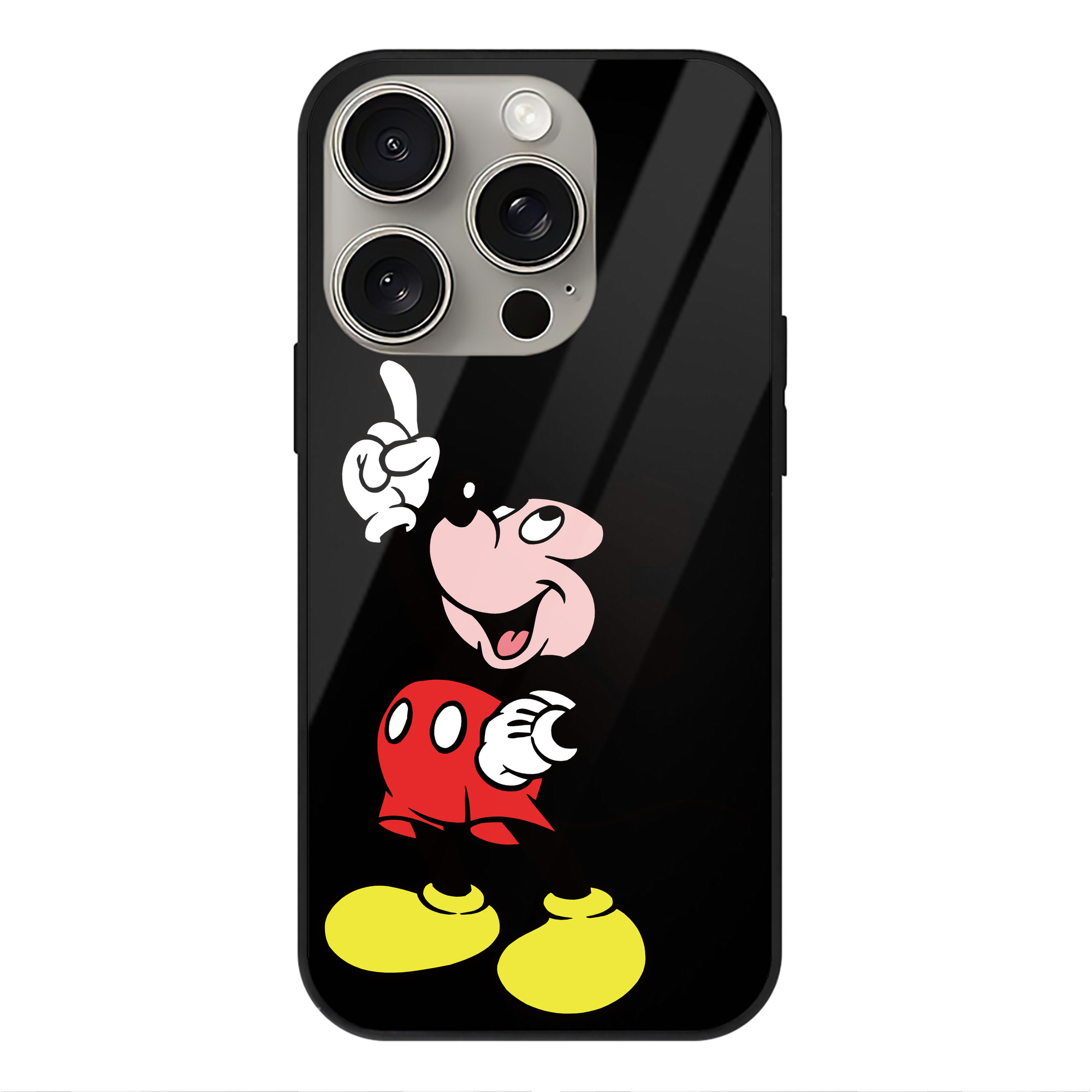 （画像用） ミッキーマウス Mickey Mouse 【iPhone15Pro対応】スマホケース 耐衝撃＆黄変防止 背面ガラス