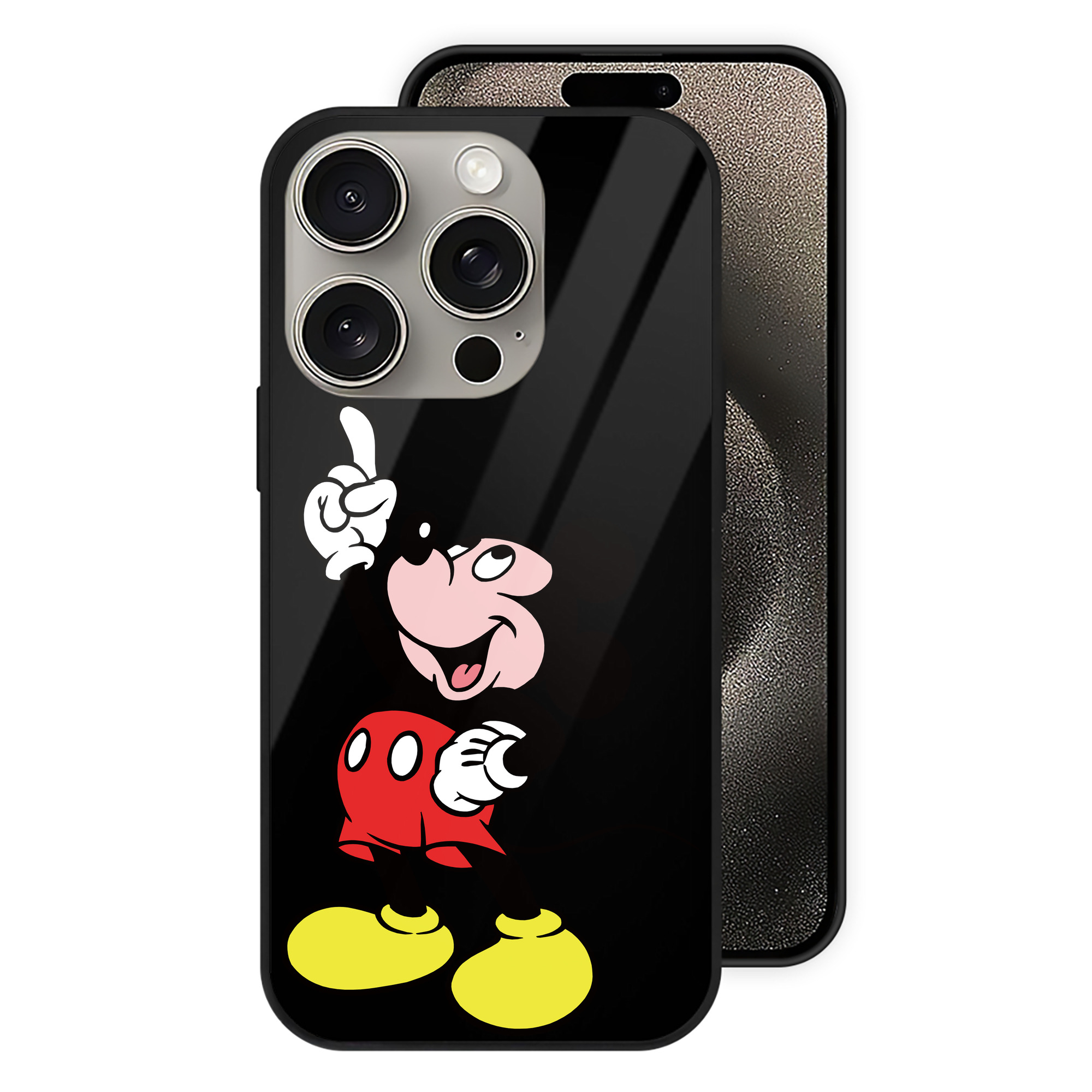 （画像用） ミッキーマウス Mickey Mouse 【iPhone15Pro対応】スマホケース 耐衝撃＆黄変防止 背面ガラス
