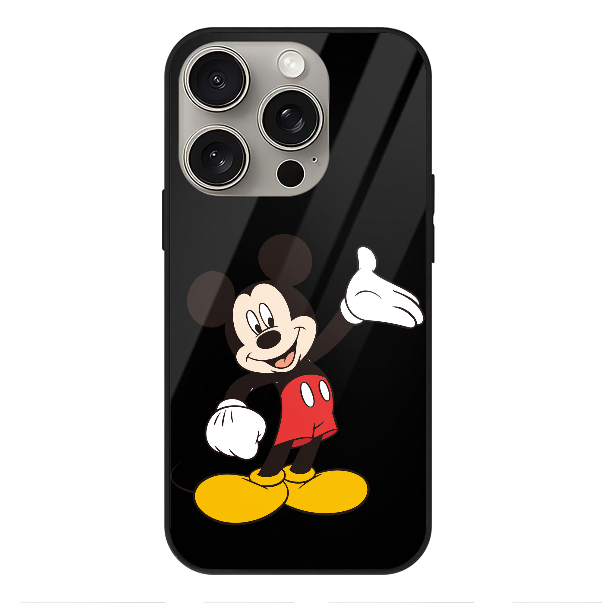 （画像用） ミッキーマウス Mickey Mouse 【iPhone15Pro対応】スマホケース 耐衝撃＆黄変防止 背面ガラス