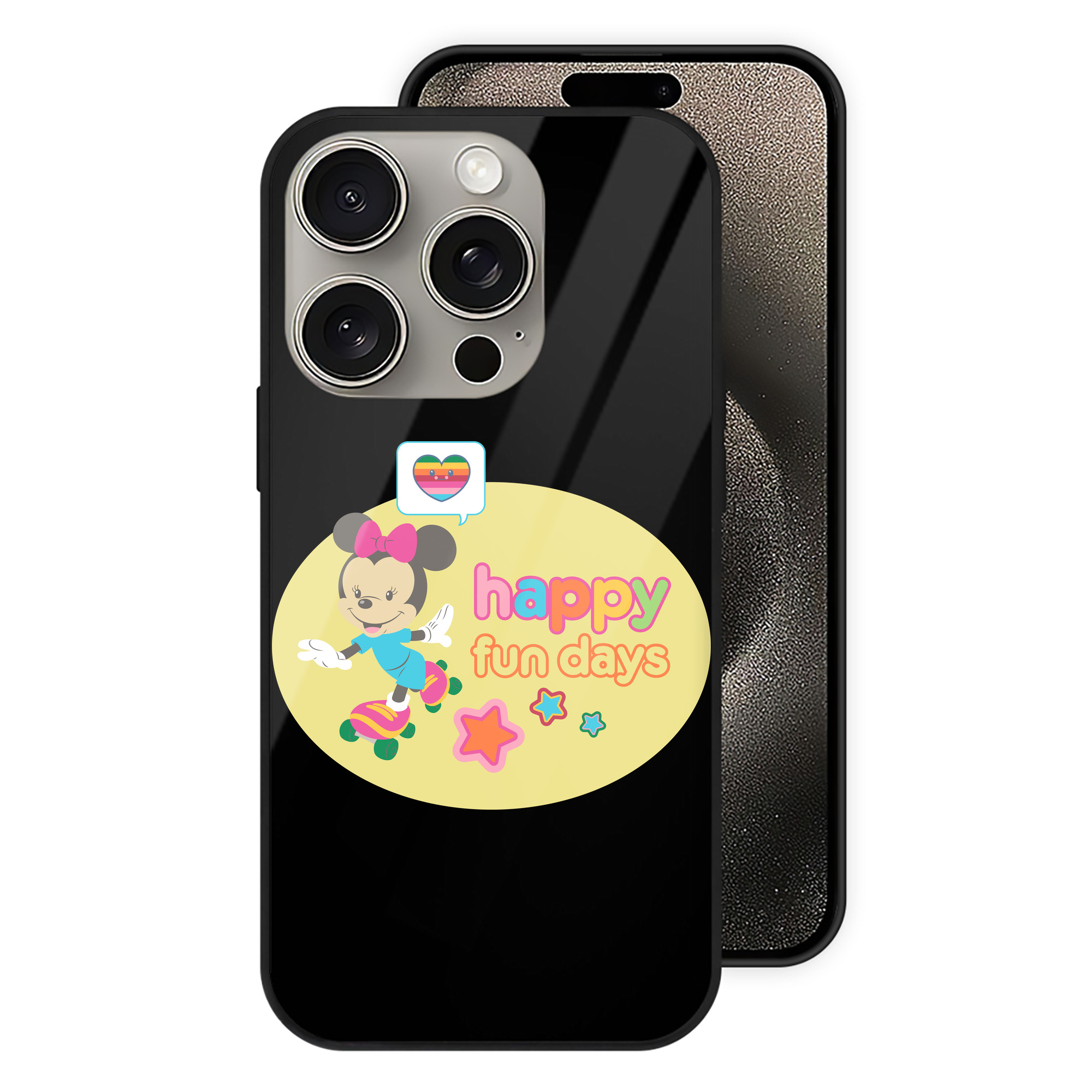 （画像用） ミッキーマウス Mickey Mouse 【iPhone15Pro対応】スマホケース 耐衝撃＆黄変防止 背面ガラス