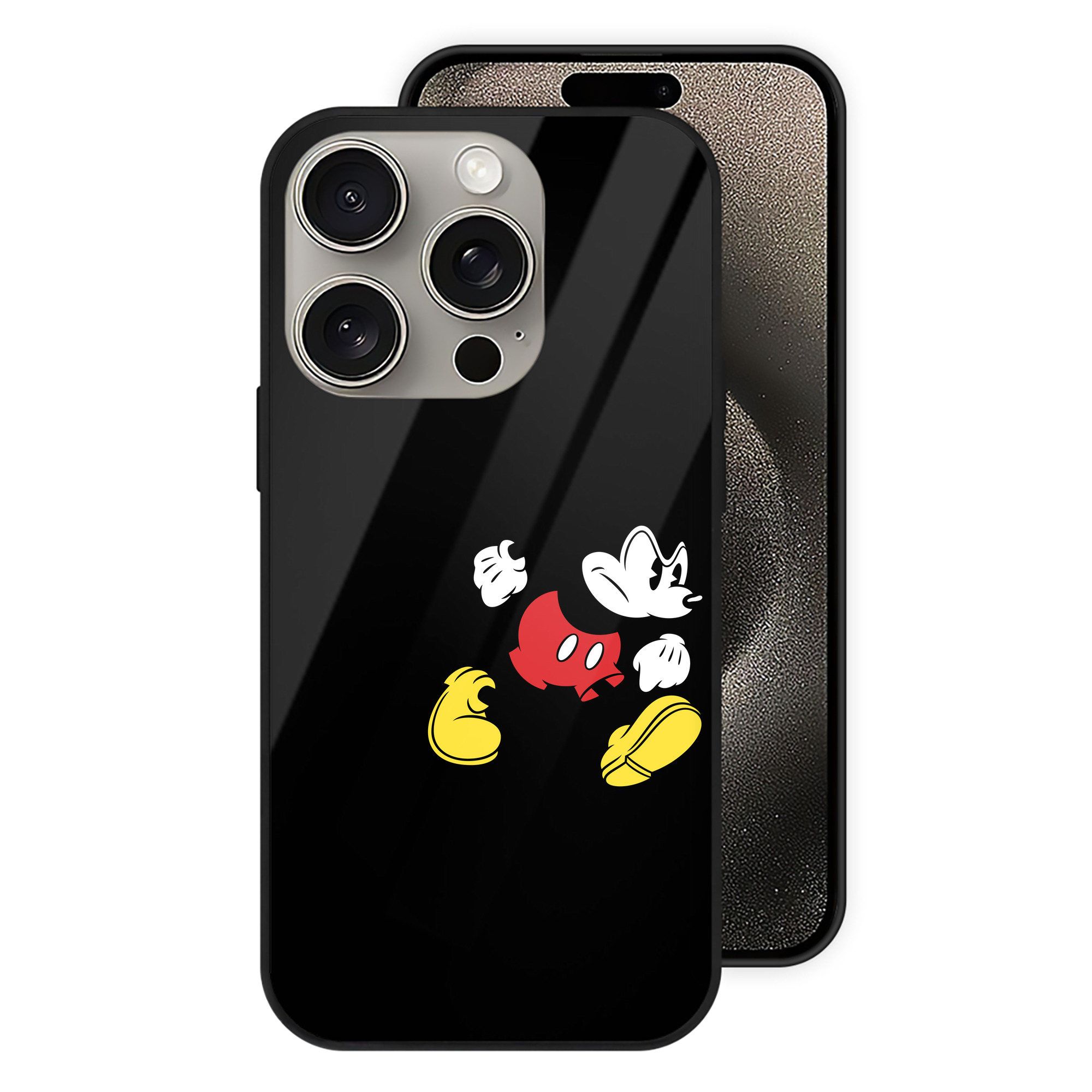 （画像用） ミッキーマウス Mickey Mouse 【iPhone15Pro対応】スマホケース 耐衝撃＆黄変防止 背面ガラス