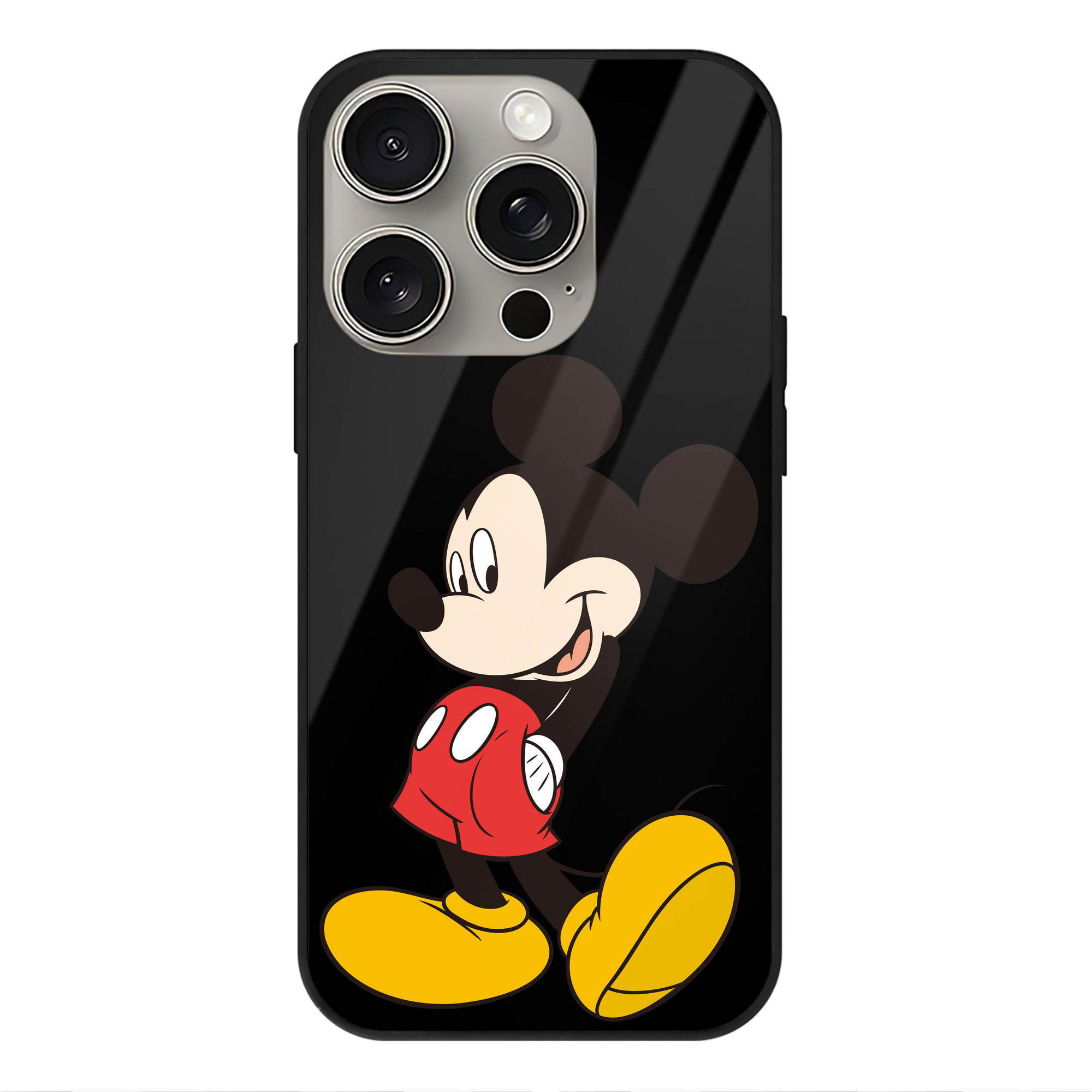 （画像用） ミッキーマウス Mickey Mouse 【iPhone15Pro対応】スマホケース 耐衝撃＆黄変防止 背面ガラス