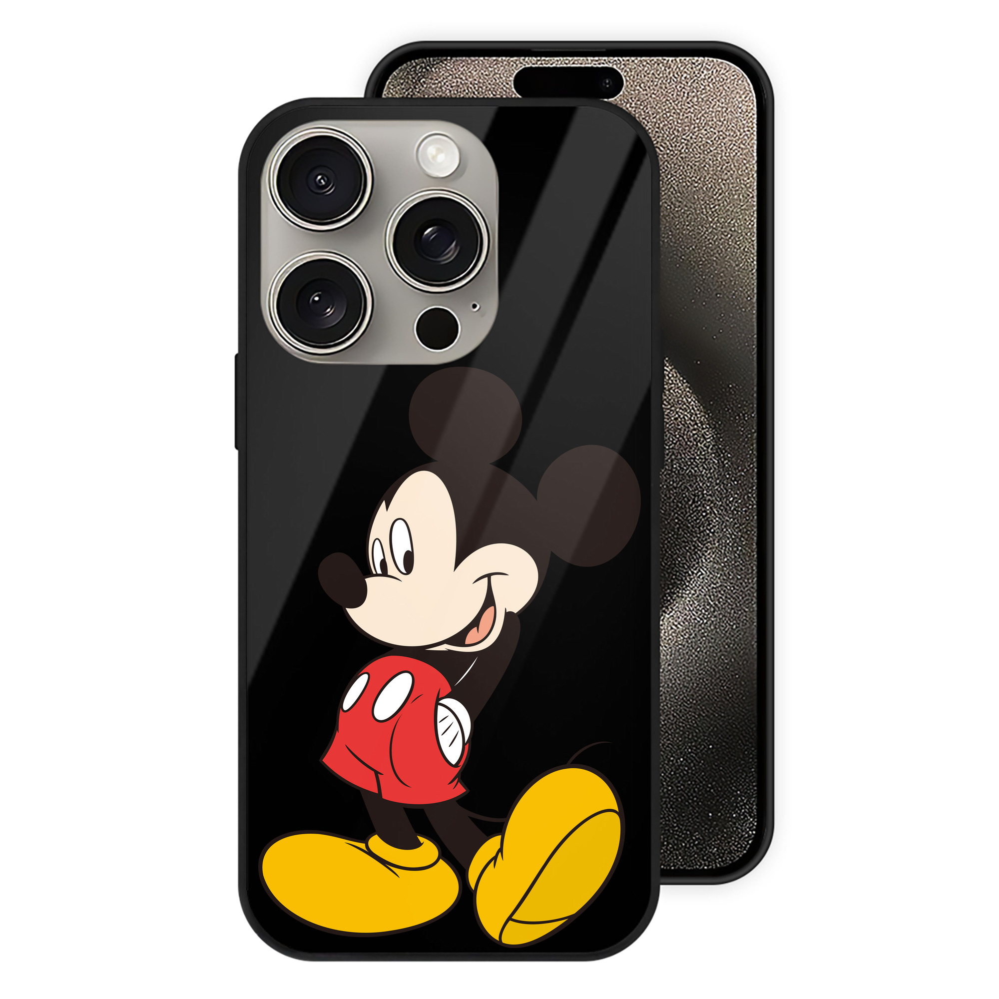 （画像用） ミッキーマウス Mickey Mouse 【iPhone15Pro対応】スマホケース 耐衝撃＆黄変防止 背面ガラス