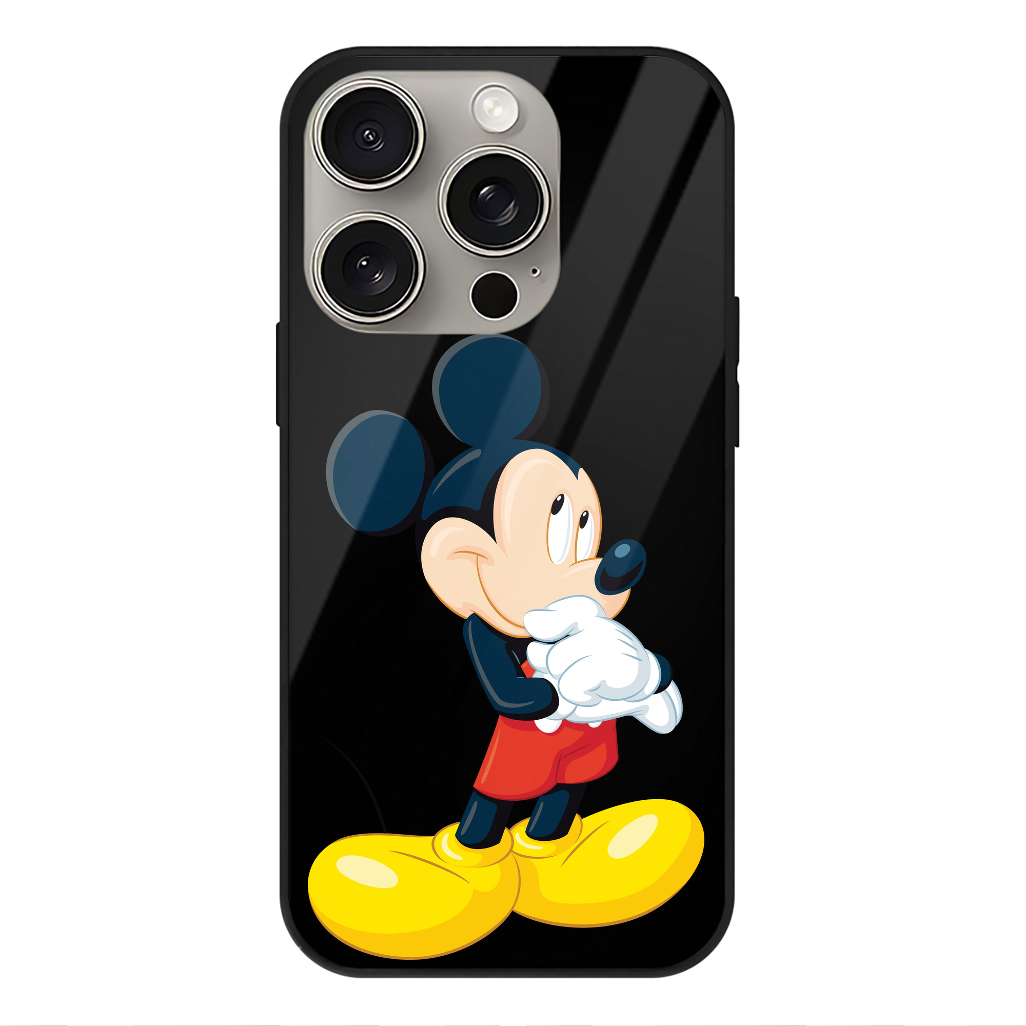 （画像用） ミッキーマウス Mickey Mouse 【iPhone15Pro対応】スマホケース 耐衝撃＆黄変防止 背面ガラス