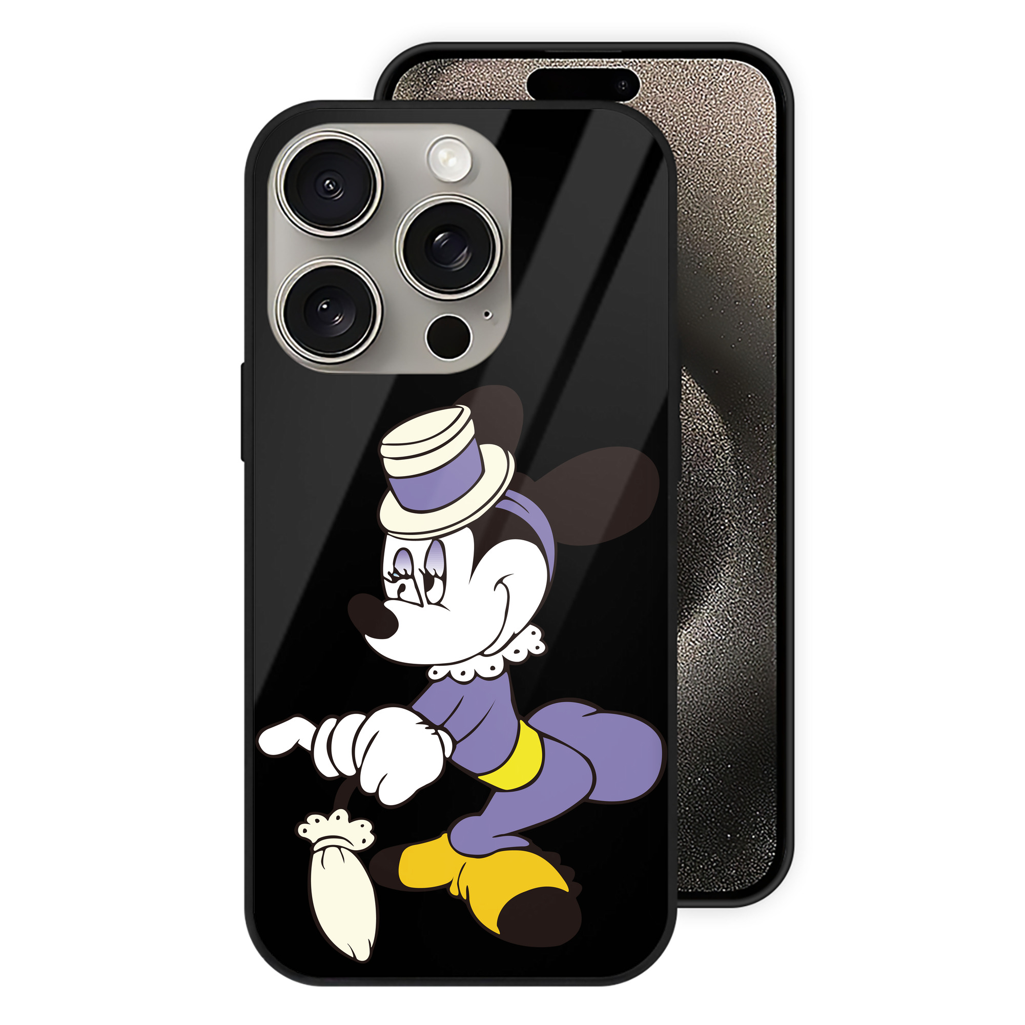 （画像用） ミッキーマウス Mickey Mouse 【iPhone15Pro対応】スマホケース 耐衝撃＆黄変防止 背面ガラス