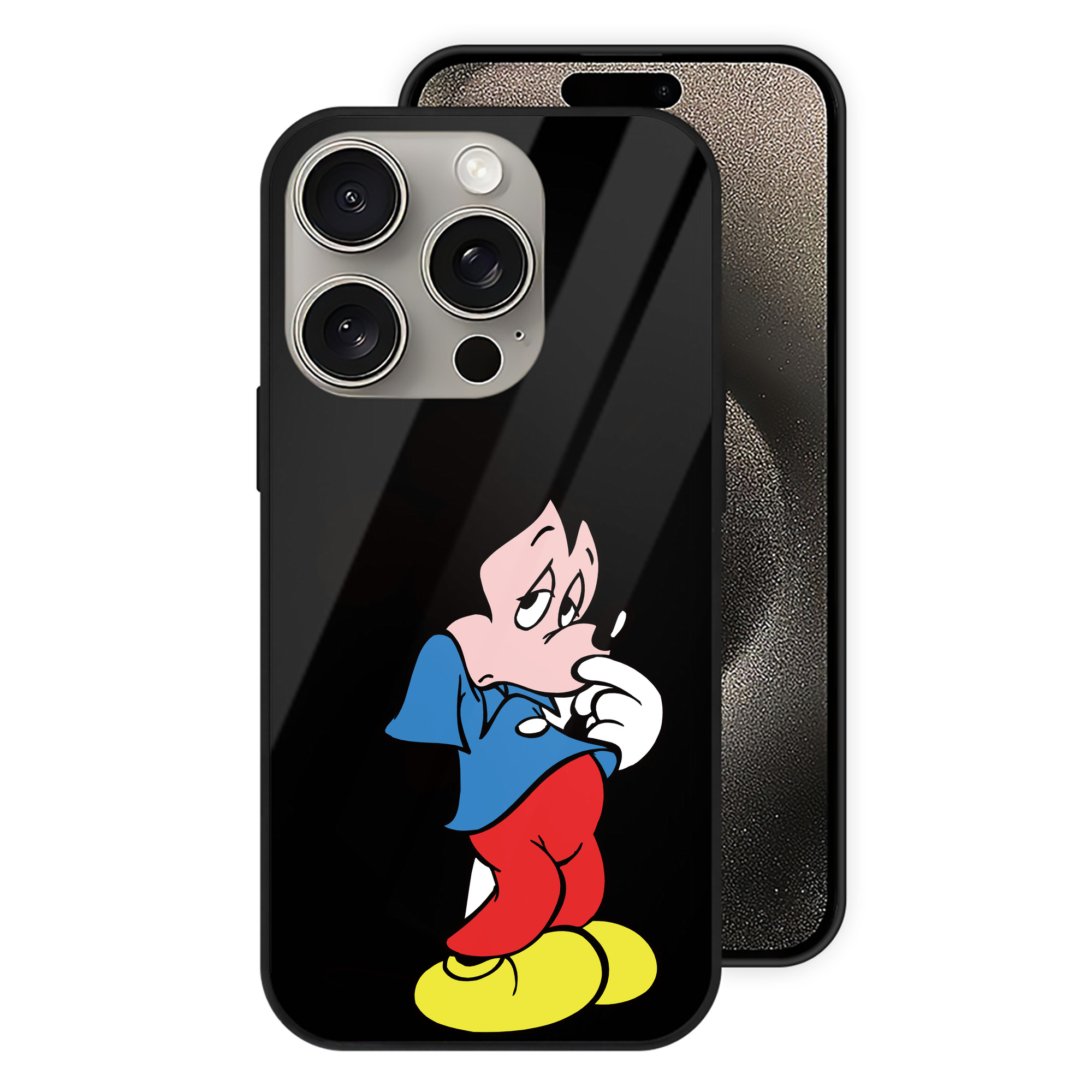 （画像用） ミッキーマウス Mickey Mouse 【iPhone15Pro対応】スマホケース 耐衝撃＆黄変防止 背面ガラス