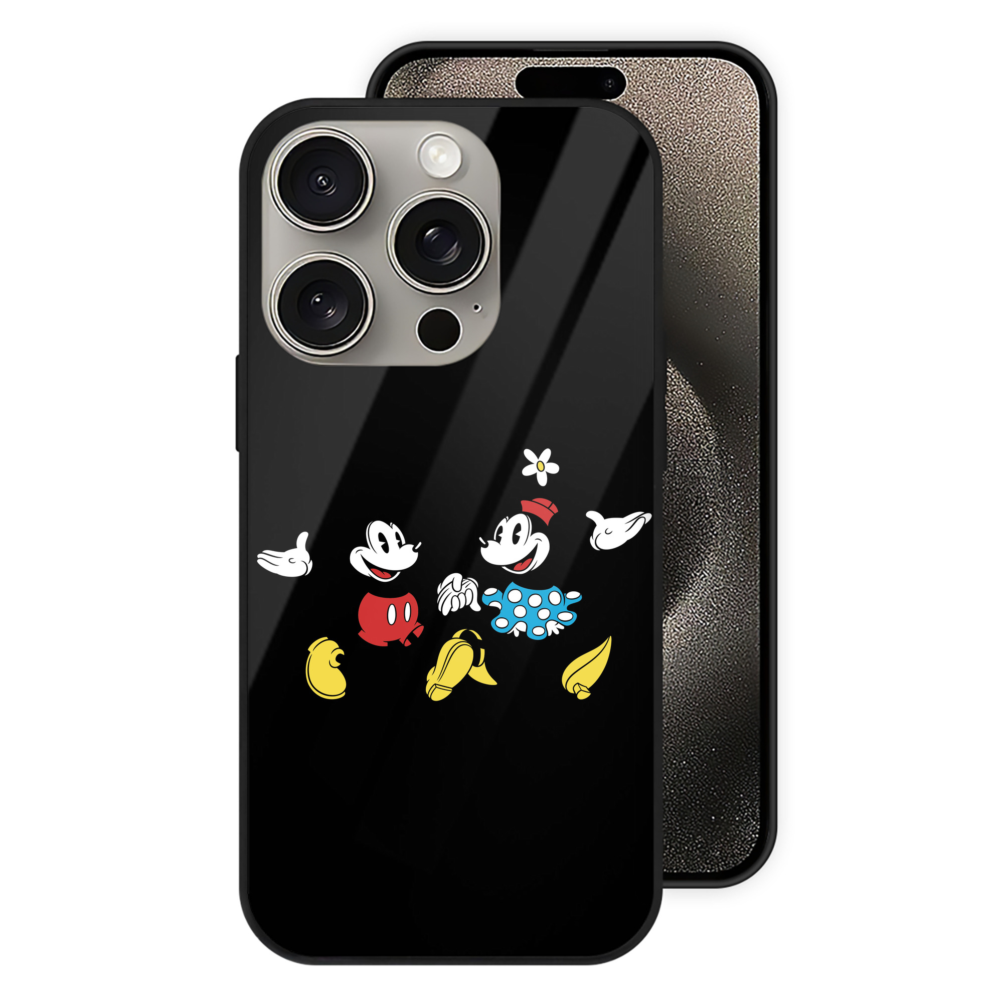 （画像用） ミッキーマウス Mickey Mouse 【iPhone15Pro対応】スマホケース 耐衝撃＆黄変防止 背面ガラス