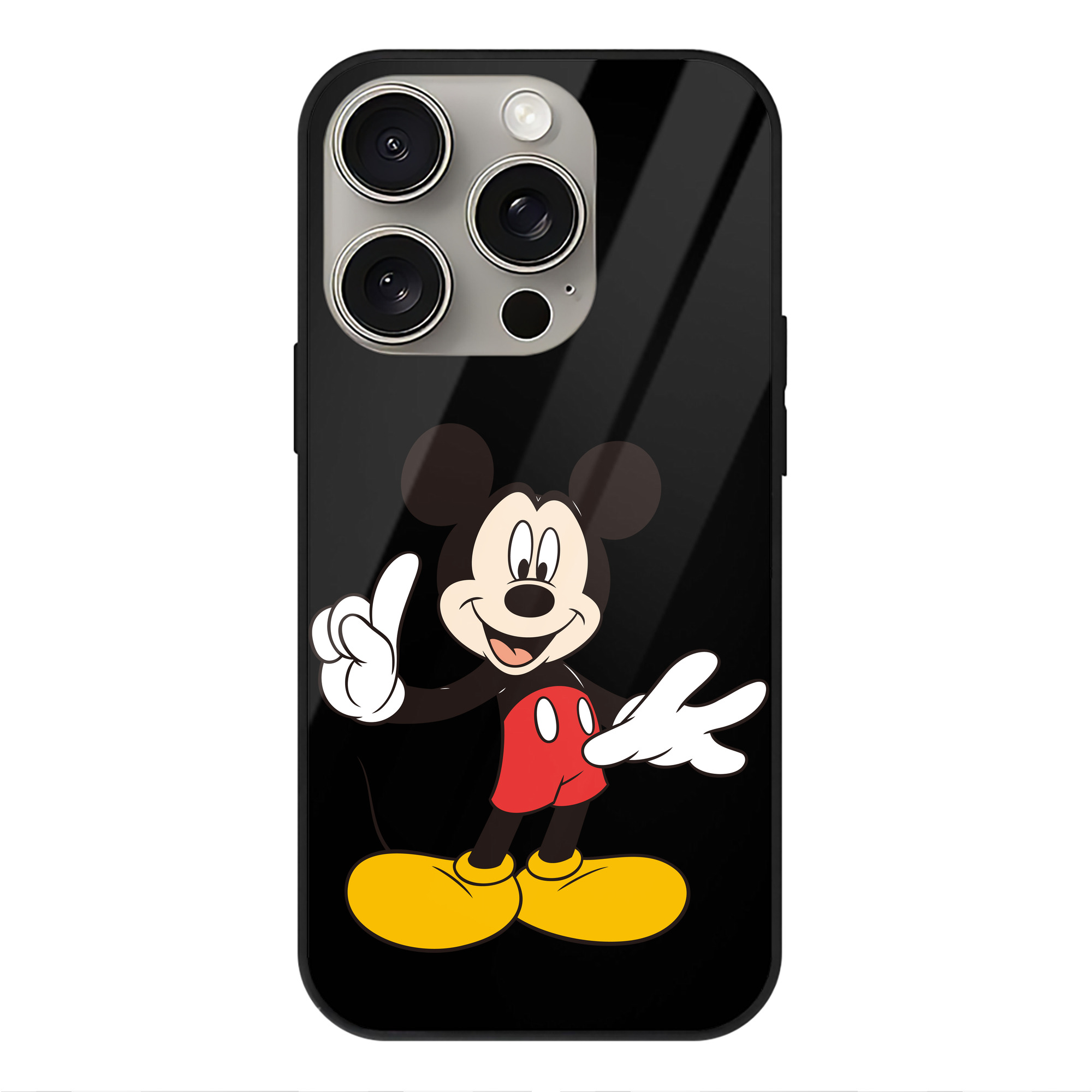 （画像用） ミッキーマウス Mickey Mouse 【iPhone15Pro対応】スマホケース 耐衝撃＆黄変防止 背面ガラス