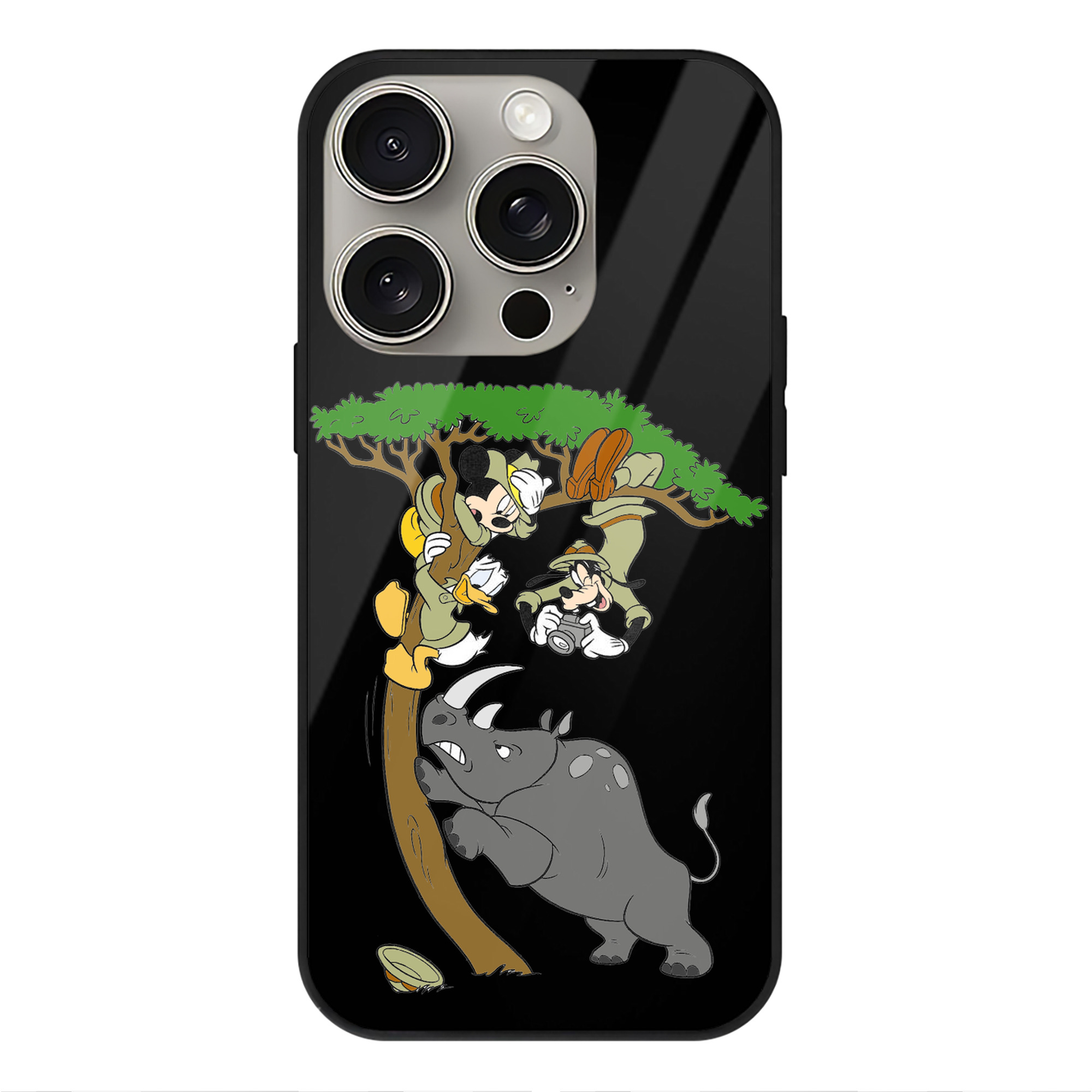 （画像用） ミッキーマウス Mickey Mouse 【iPhone15Pro対応】スマホケース 耐衝撃＆黄変防止 背面ガラス