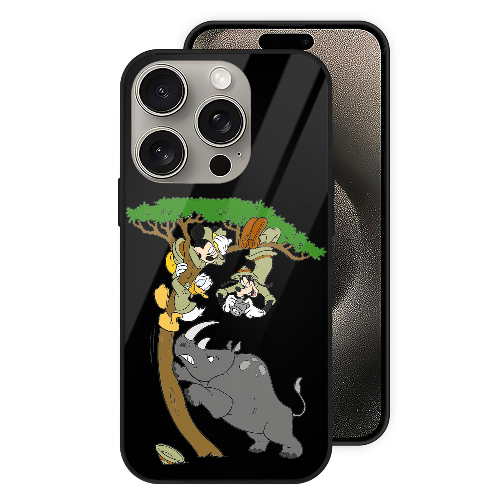 （画像用） ミッキーマウス Mickey Mouse 【iPhone15Pro対応】スマホケース 耐衝撃＆黄変防止 背面ガラス