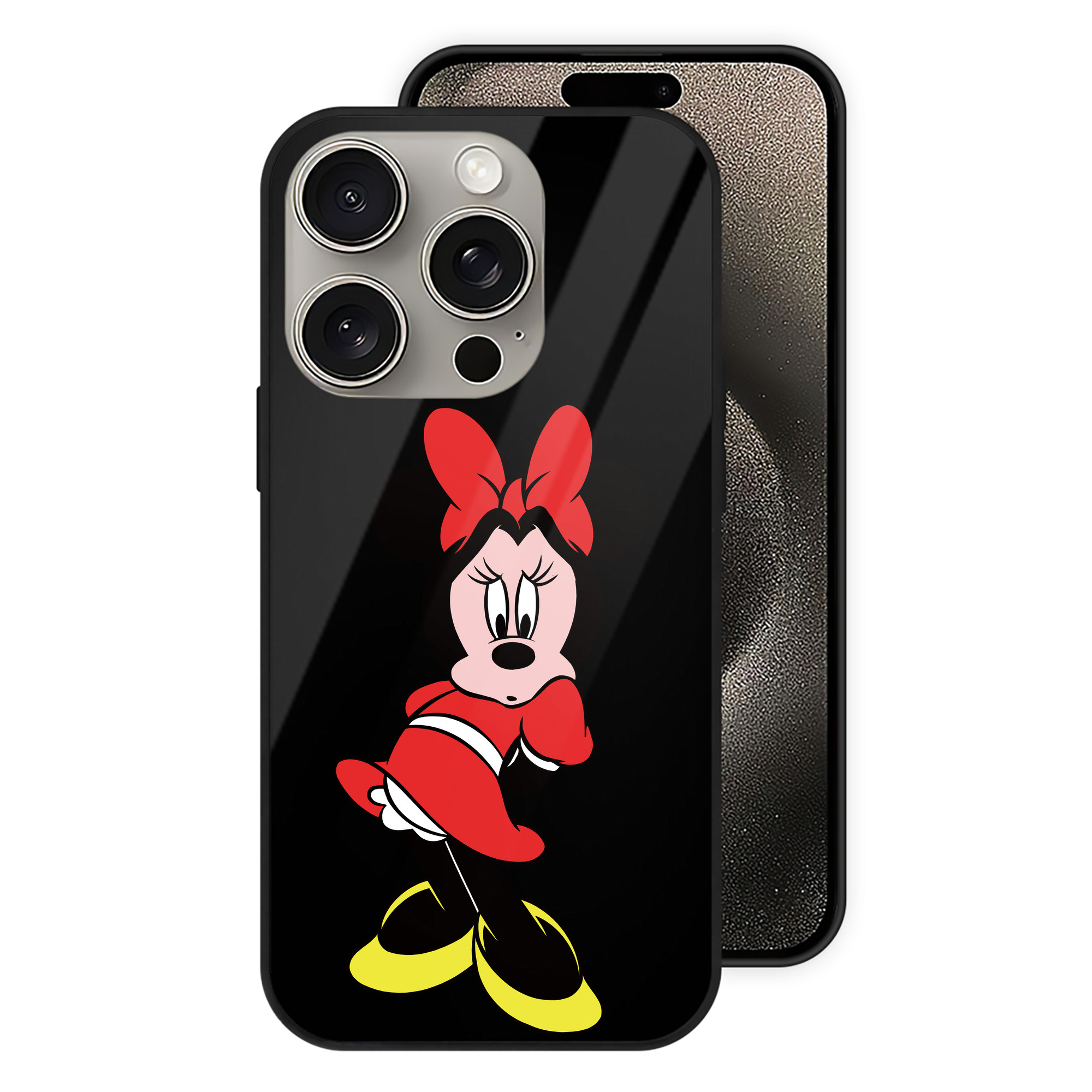（画像用） ミッキーマウス Mickey Mouse 【iPhone15Pro対応】スマホケース 耐衝撃＆黄変防止 背面ガラス