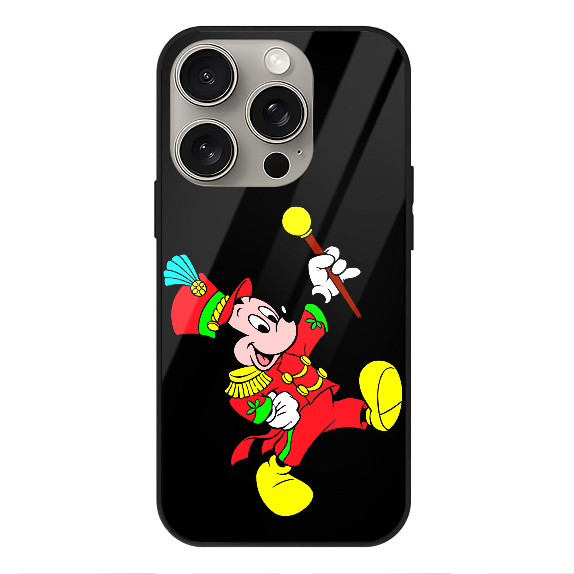 （画像用） ミッキーマウス Mickey Mouse 【iPhone15Pro対応】スマホケース 耐衝撃＆黄変防止 背面ガラス