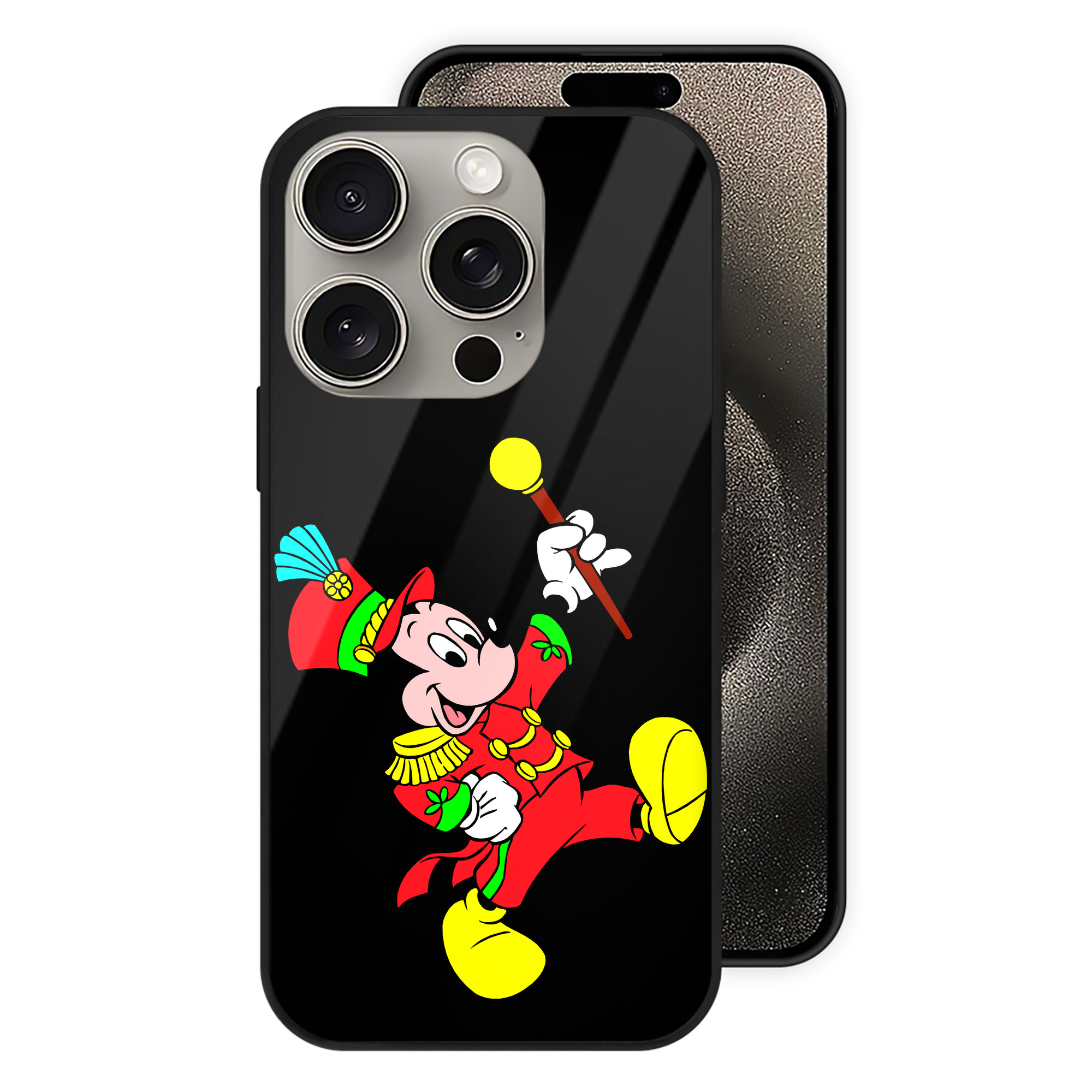 （画像用） ミッキーマウス Mickey Mouse 【iPhone15Pro対応】スマホケース 耐衝撃＆黄変防止 背面ガラス