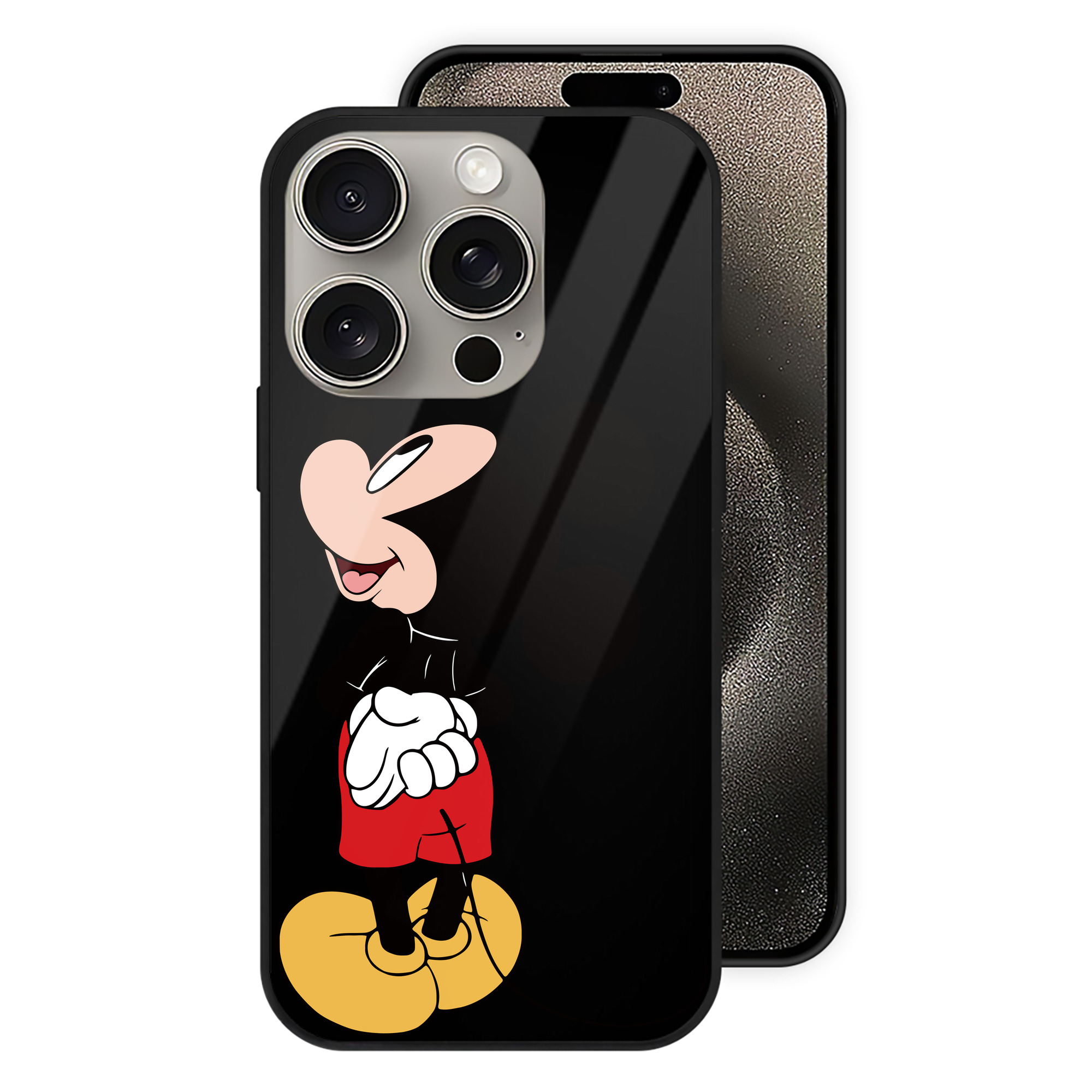 （画像用） ミッキーマウス Mickey Mouse 【iPhone15Pro対応】スマホケース 耐衝撃＆黄変防止 背面ガラス