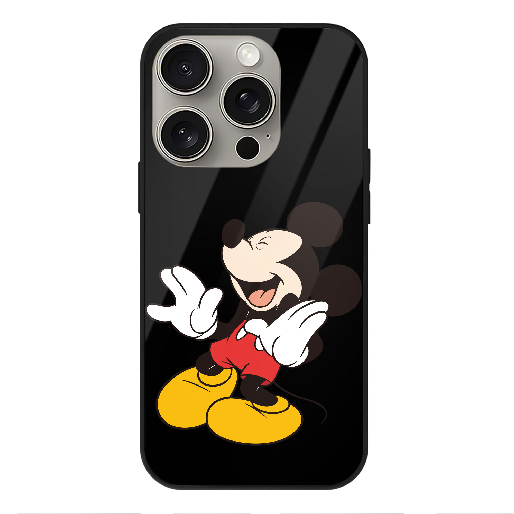 （画像用） ミッキーマウス Mickey Mouse 【iPhone15Pro対応】スマホケース 耐衝撃＆黄変防止 背面ガラス
