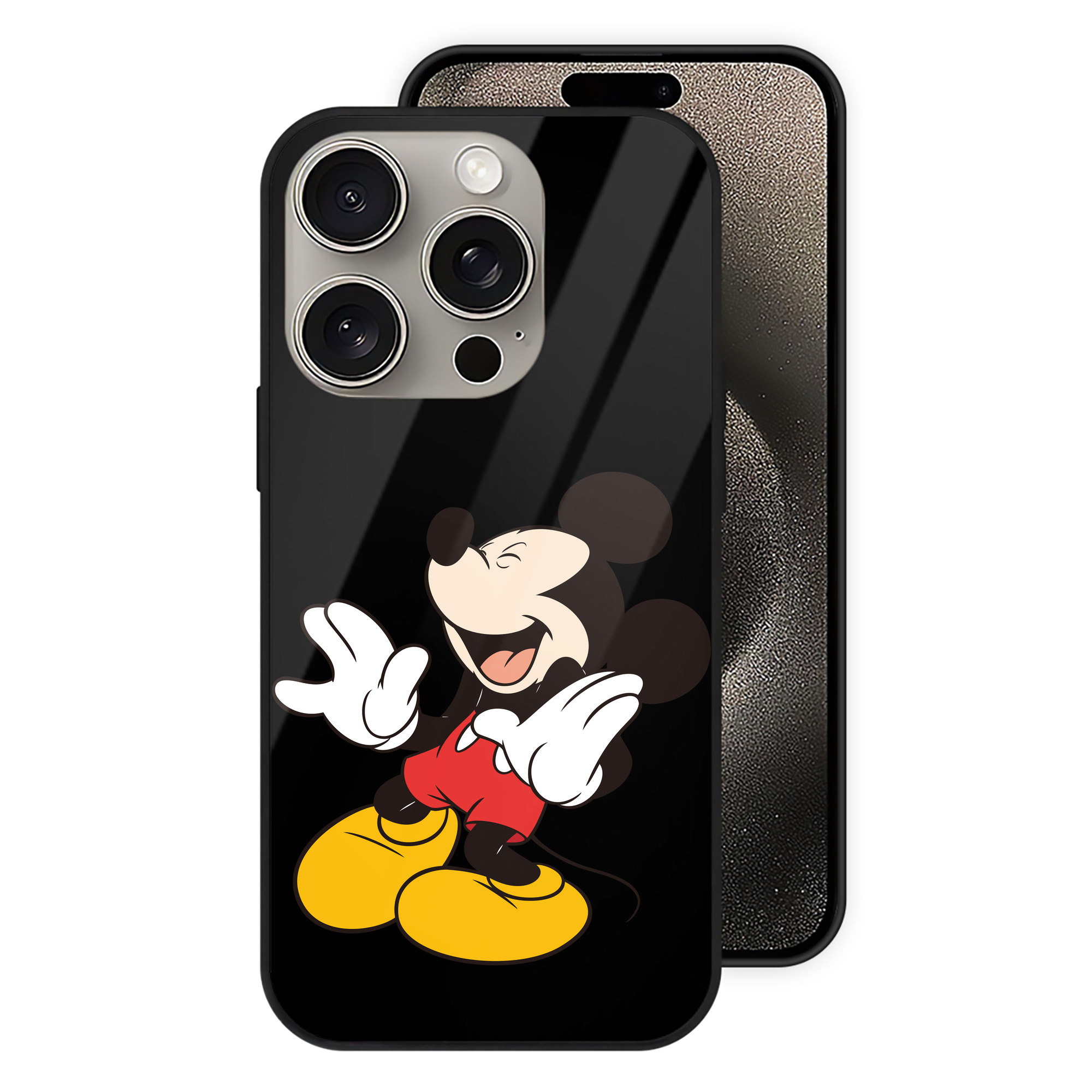 （画像用） ミッキーマウス Mickey Mouse 【iPhone15Pro対応】スマホケース 耐衝撃＆黄変防止 背面ガラス