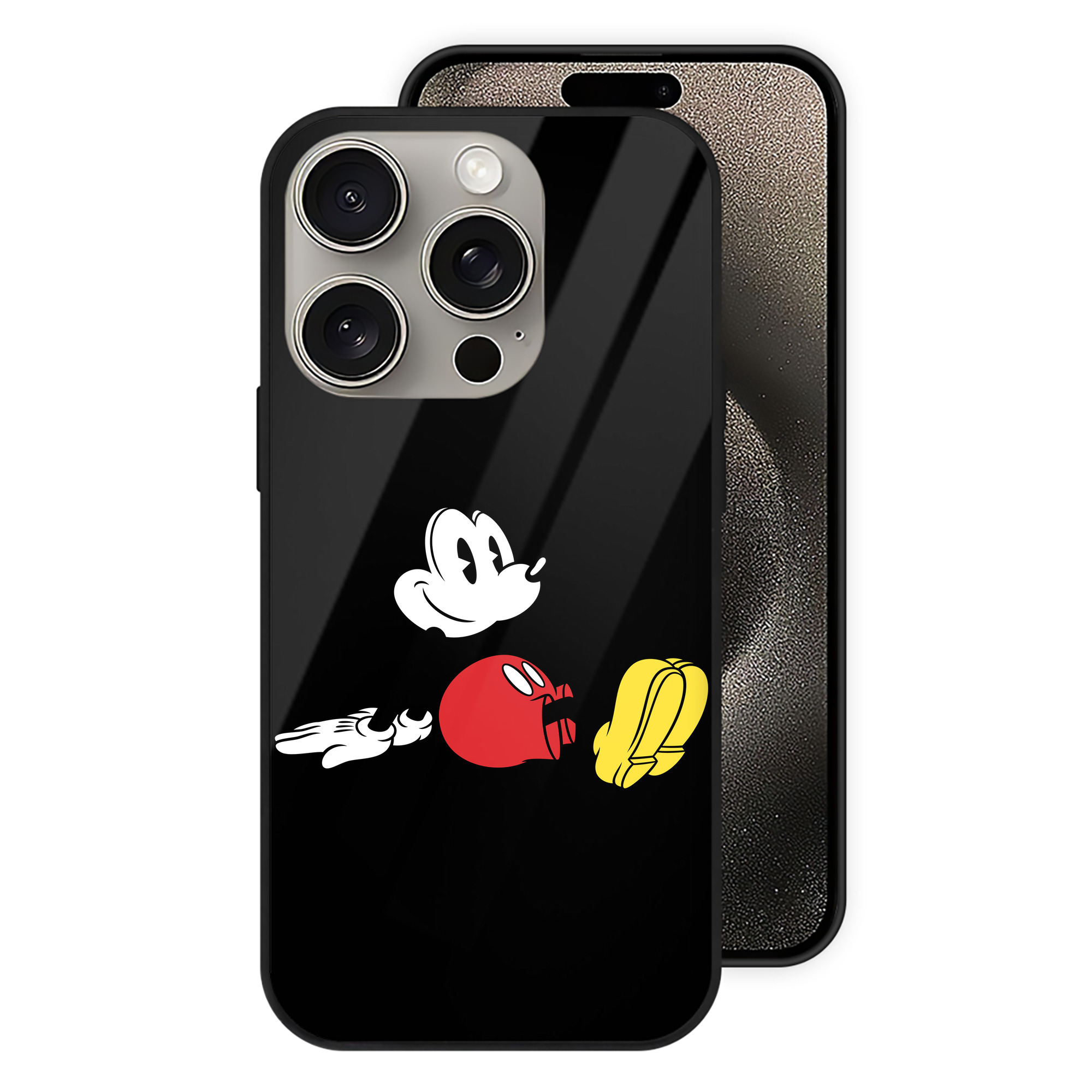（画像用） ミッキーマウス Mickey Mouse 【iPhone15Pro対応】スマホケース 耐衝撃＆黄変防止 背面ガラス
