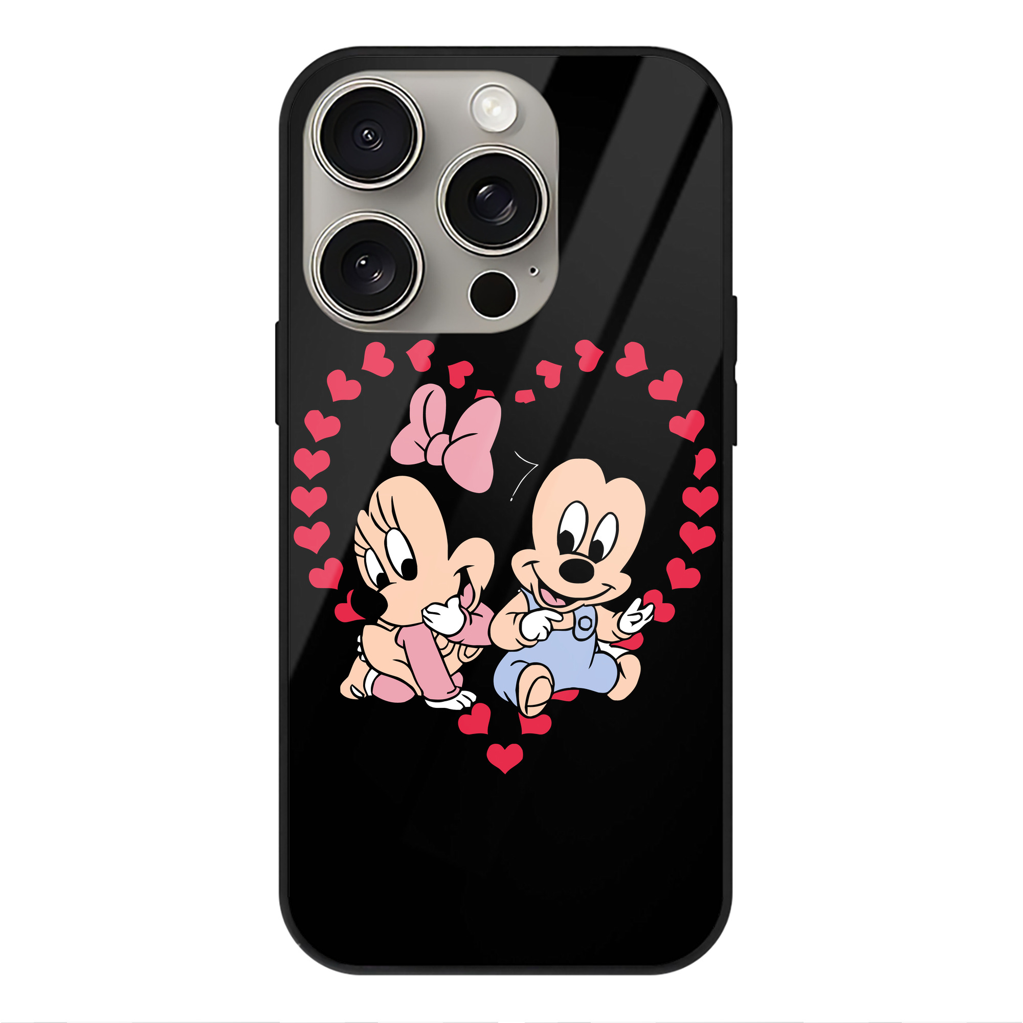 （画像用） ミッキーマウス Mickey Mouse 【iPhone15Pro対応】スマホケース 耐衝撃＆黄変防止 背面ガラス