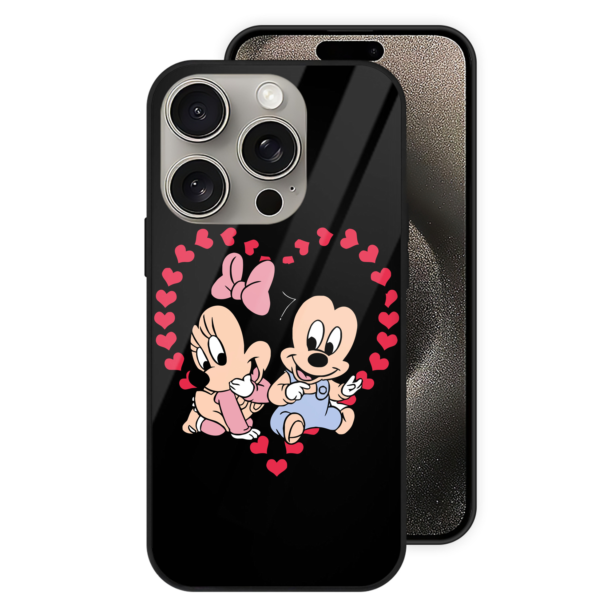 （画像用） ミッキーマウス Mickey Mouse 【iPhone15Pro対応】スマホケース 耐衝撃＆黄変防止 背面ガラス