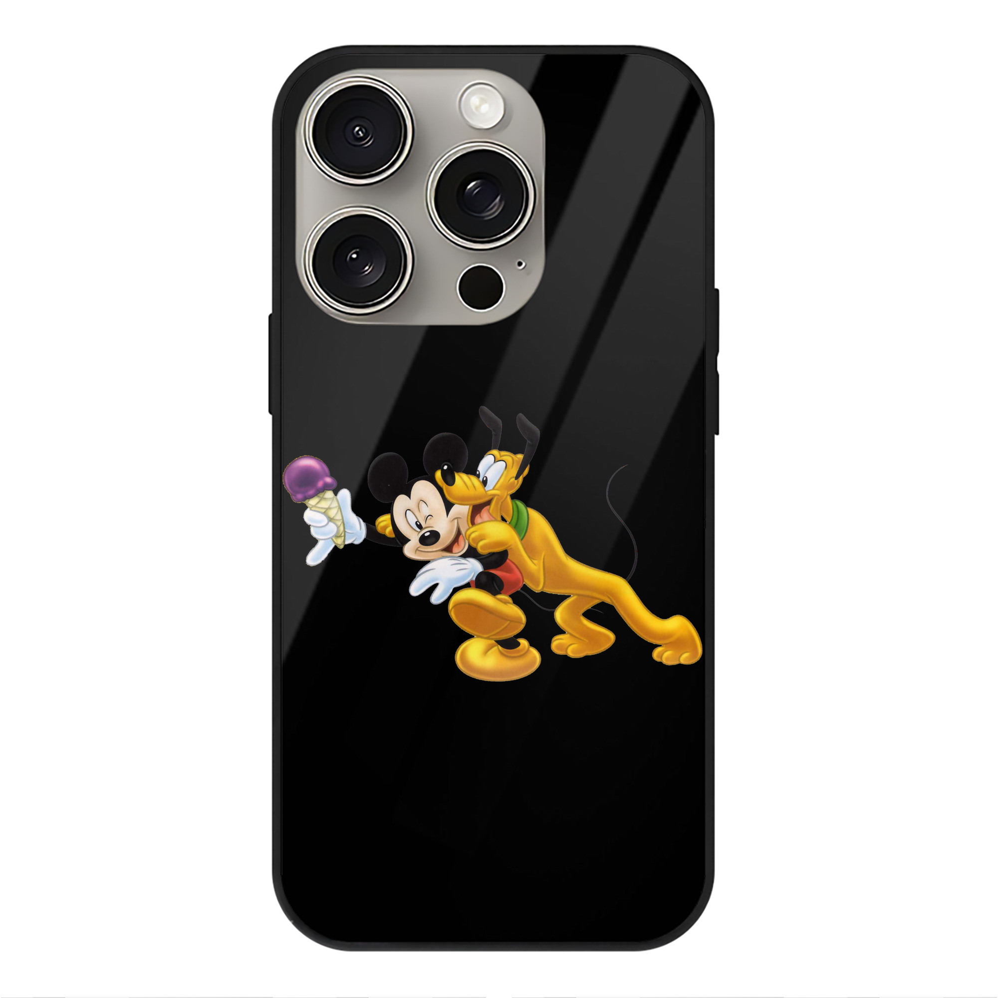 （画像用） ミッキーマウス Mickey Mouse 【iPhone15Pro対応】スマホケース 耐衝撃＆黄変防止 背面ガラス