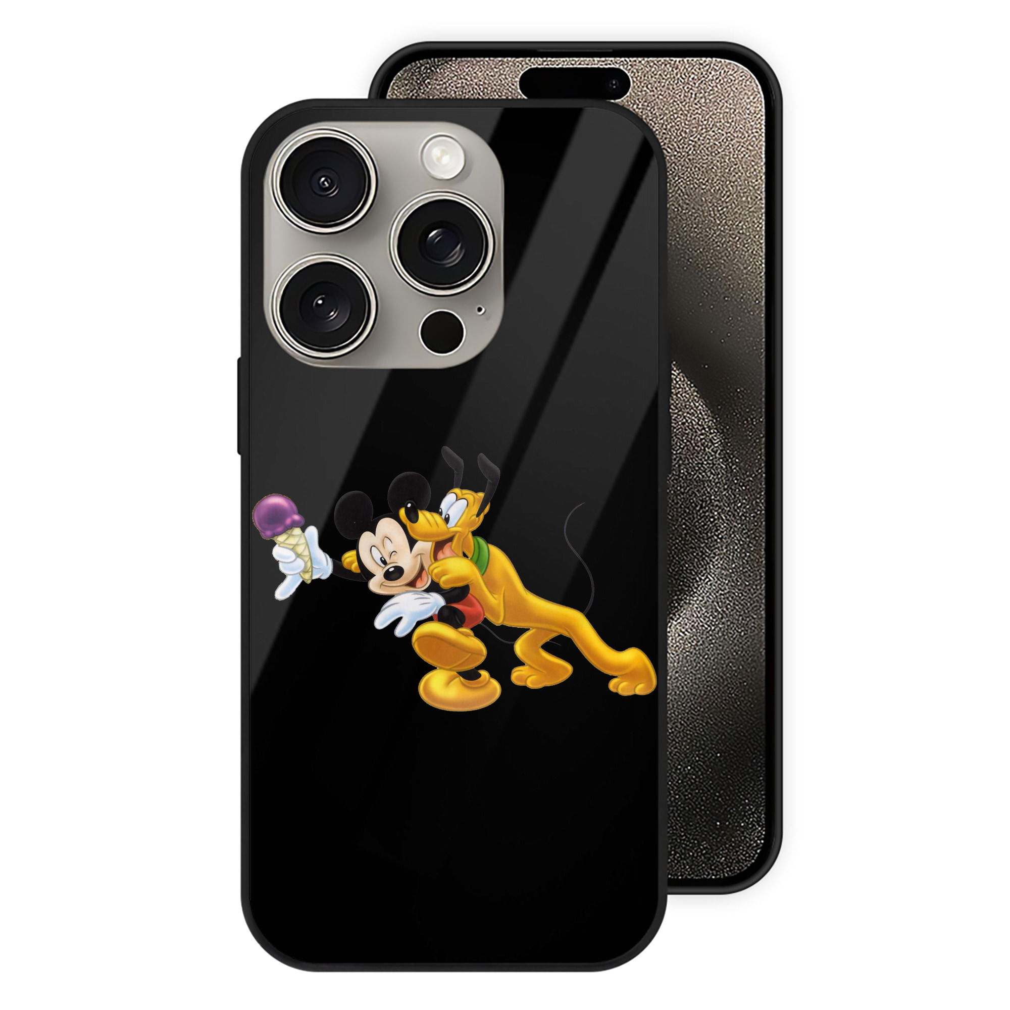 （画像用） ミッキーマウス Mickey Mouse 【iPhone15Pro対応】スマホケース 耐衝撃＆黄変防止 背面ガラス