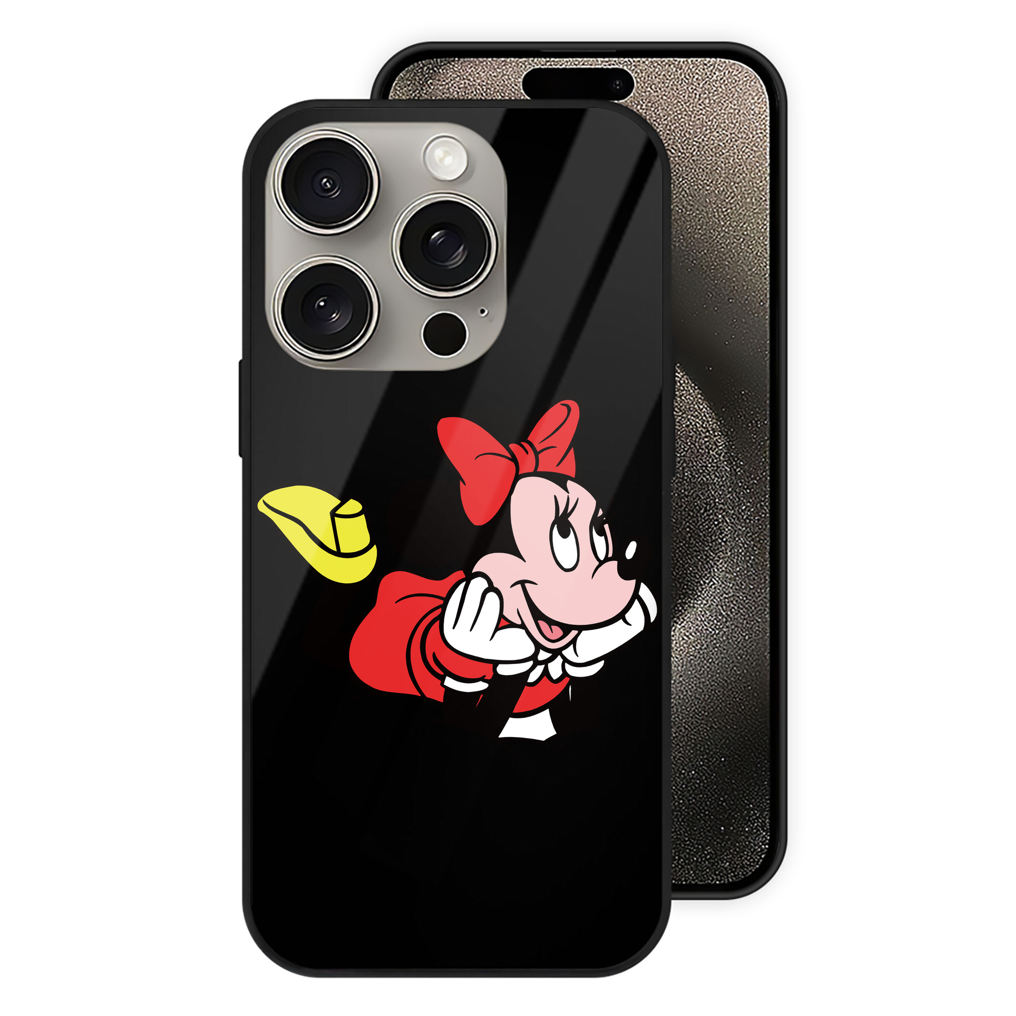 （画像用） ミッキーマウス Mickey Mouse 【iPhone15Pro対応】スマホケース 耐衝撃＆黄変防止 背面ガラス