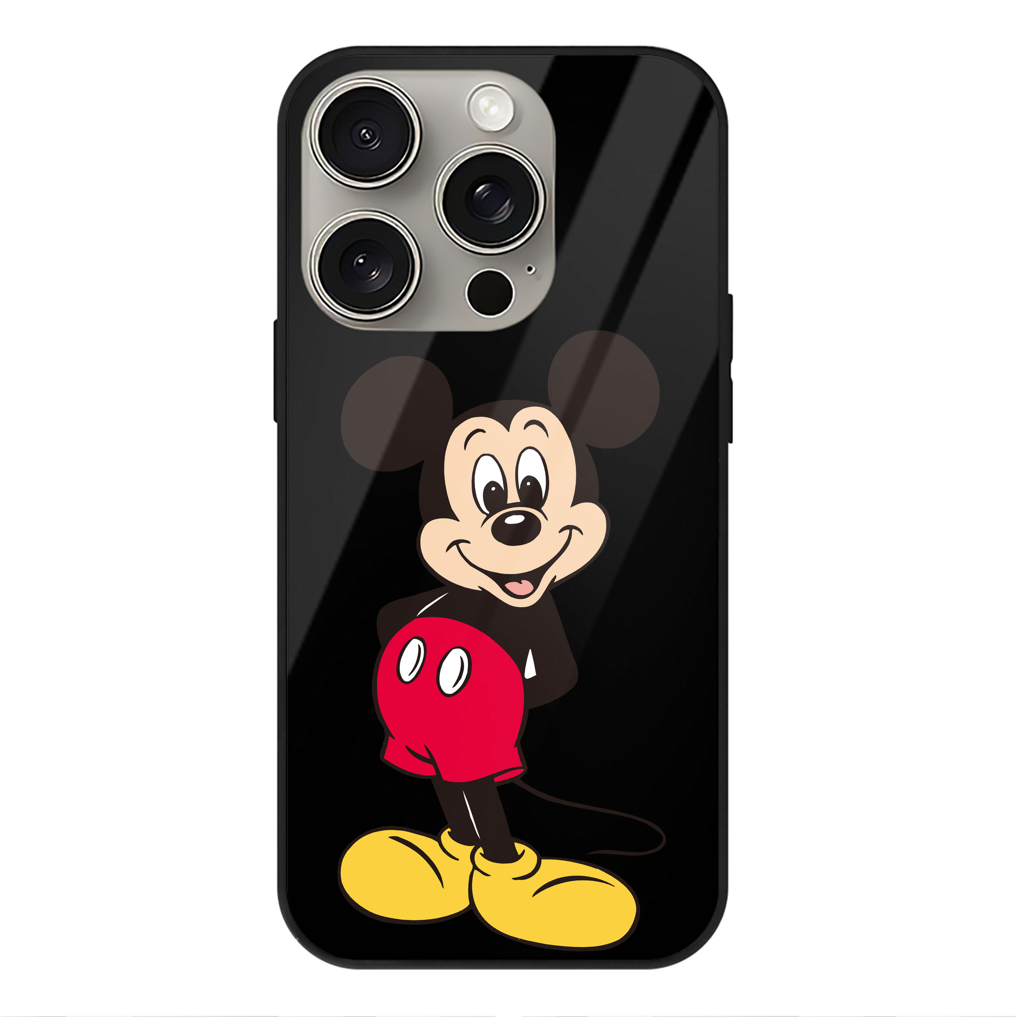 （画像用） ミッキーマウス Mickey Mouse 【iPhone15Pro対応】スマホケース 耐衝撃＆黄変防止 背面ガラス