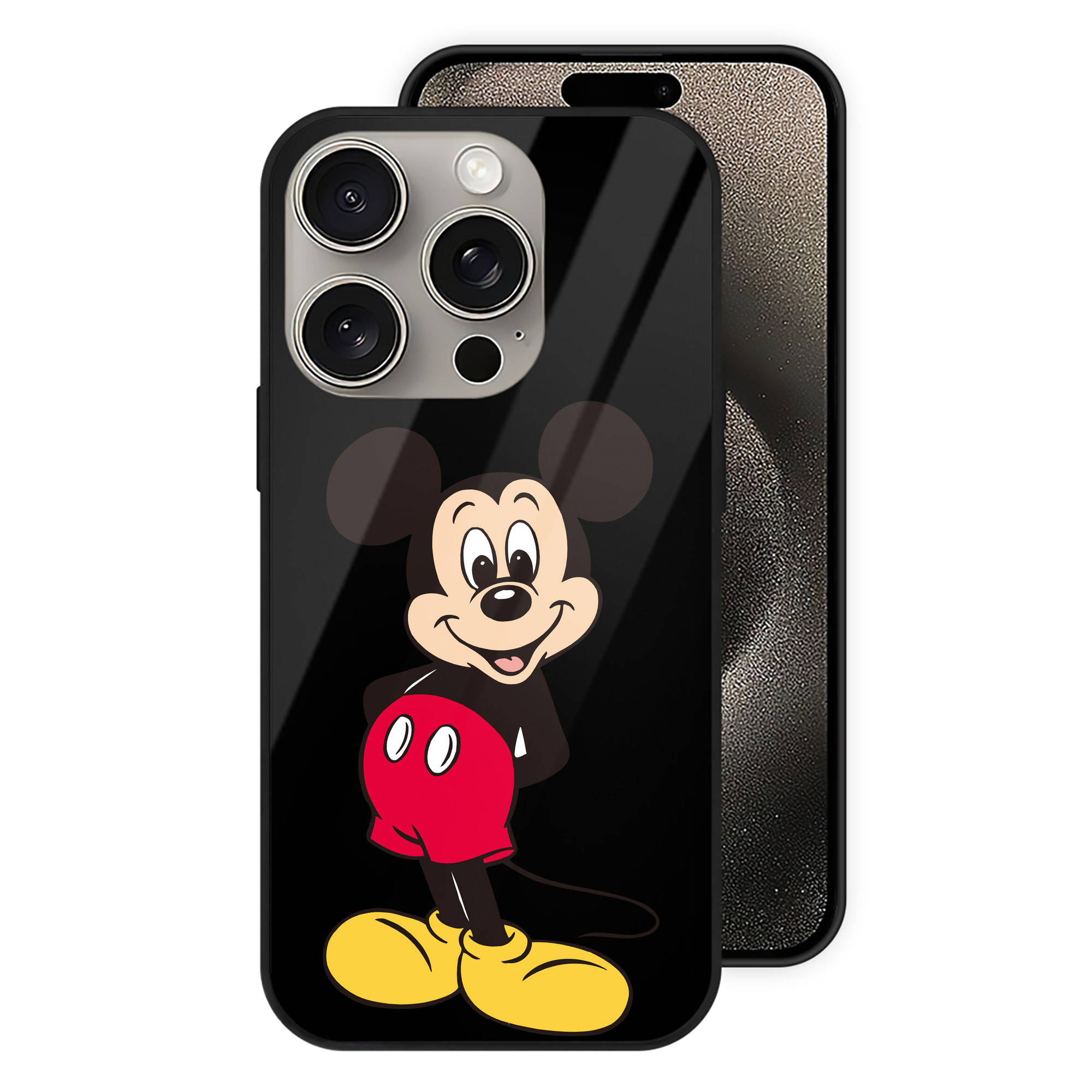 （画像用） ミッキーマウス Mickey Mouse 【iPhone15Pro対応】スマホケース 耐衝撃＆黄変防止 背面ガラス
