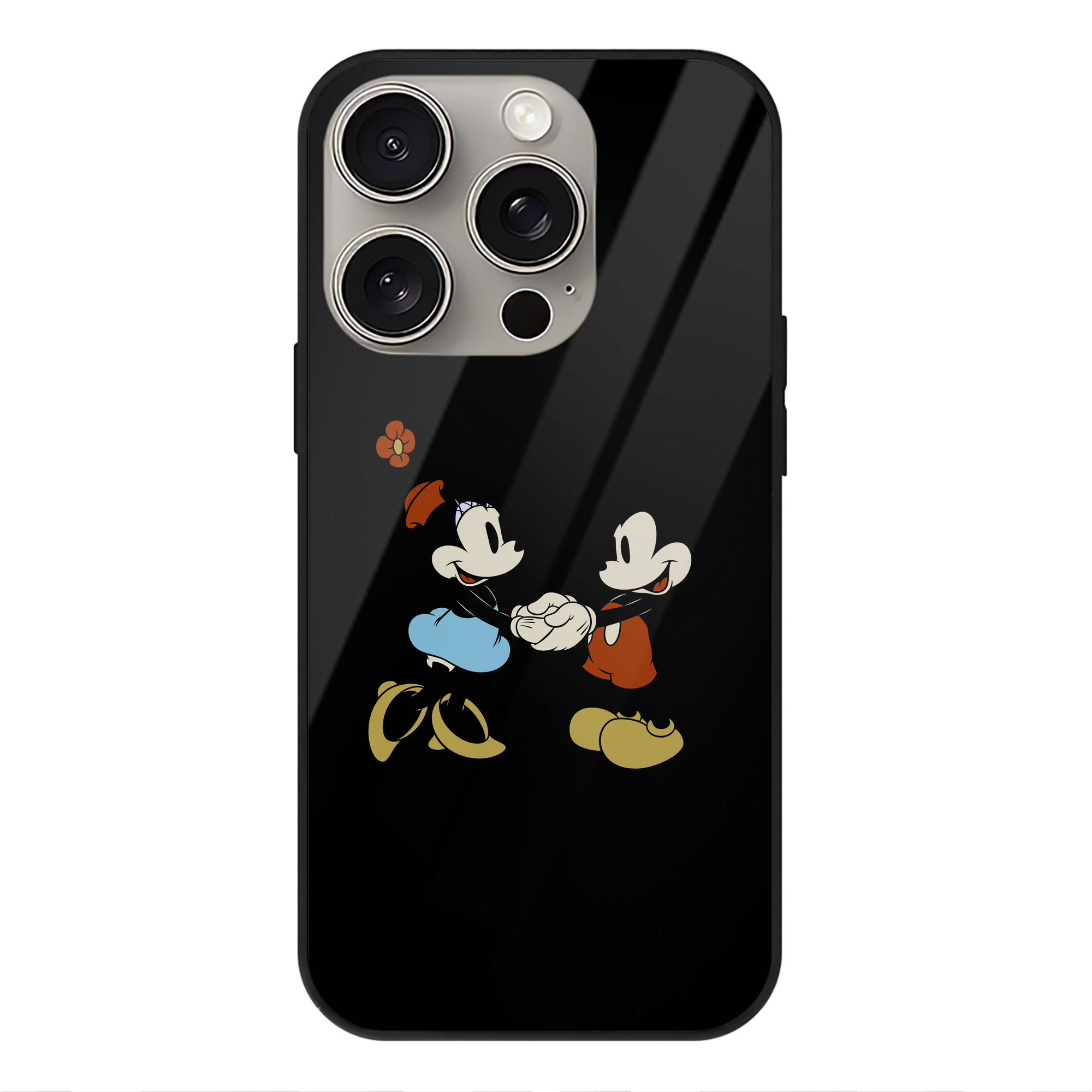 （画像用） ミッキーマウス Mickey Mouse 【iPhone15Pro対応】スマホケース 耐衝撃＆黄変防止 背面ガラス