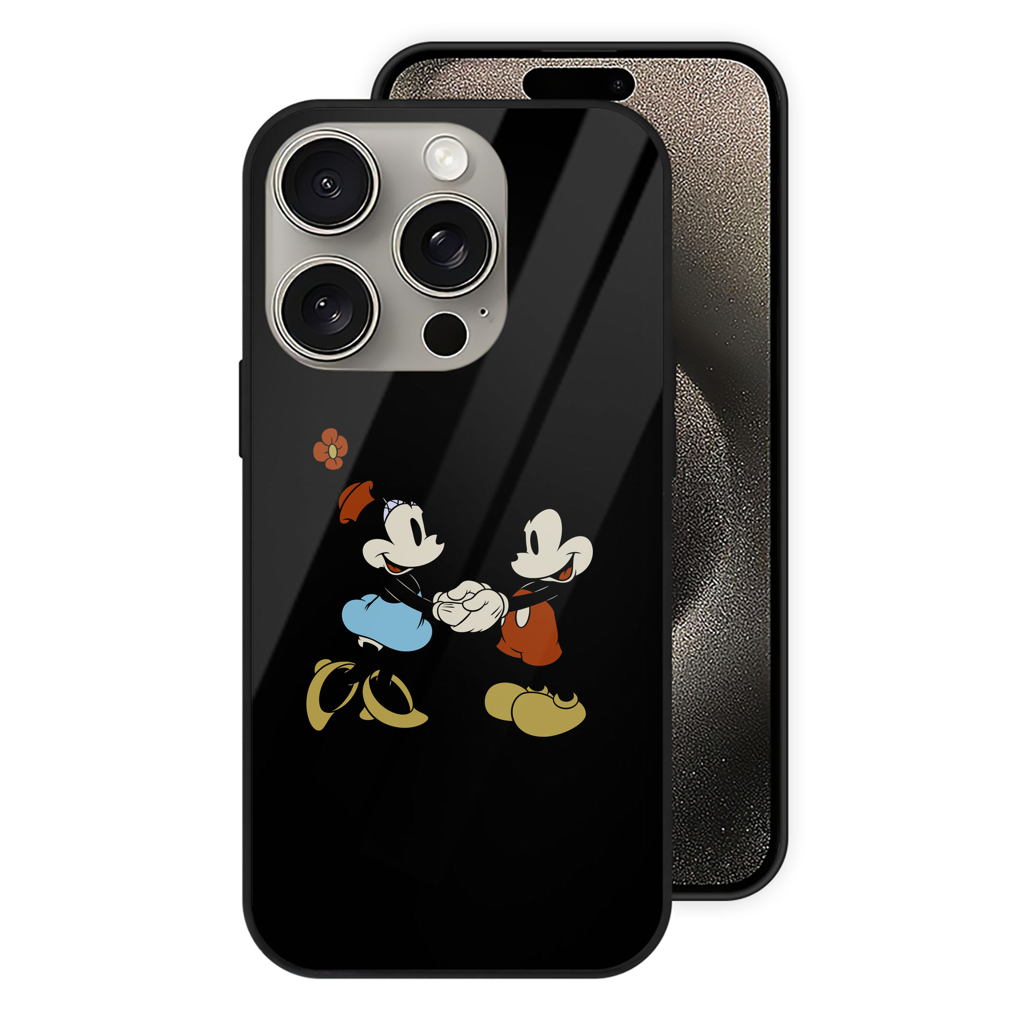 （画像用） ミッキーマウス Mickey Mouse 【iPhone15Pro対応】スマホケース 耐衝撃＆黄変防止 背面ガラス