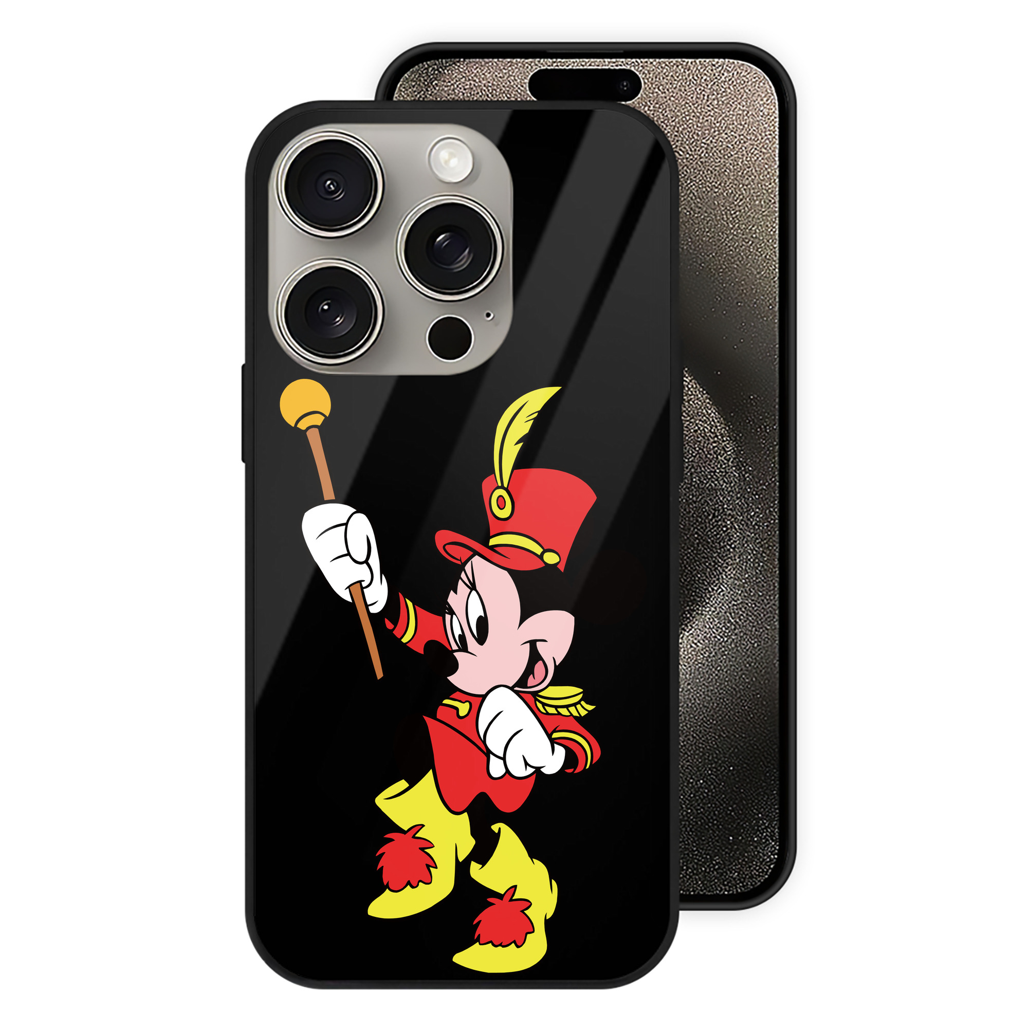 （画像用） ミッキーマウス Mickey Mouse 【iPhone15Pro対応】スマホケース 耐衝撃＆黄変防止 背面ガラス