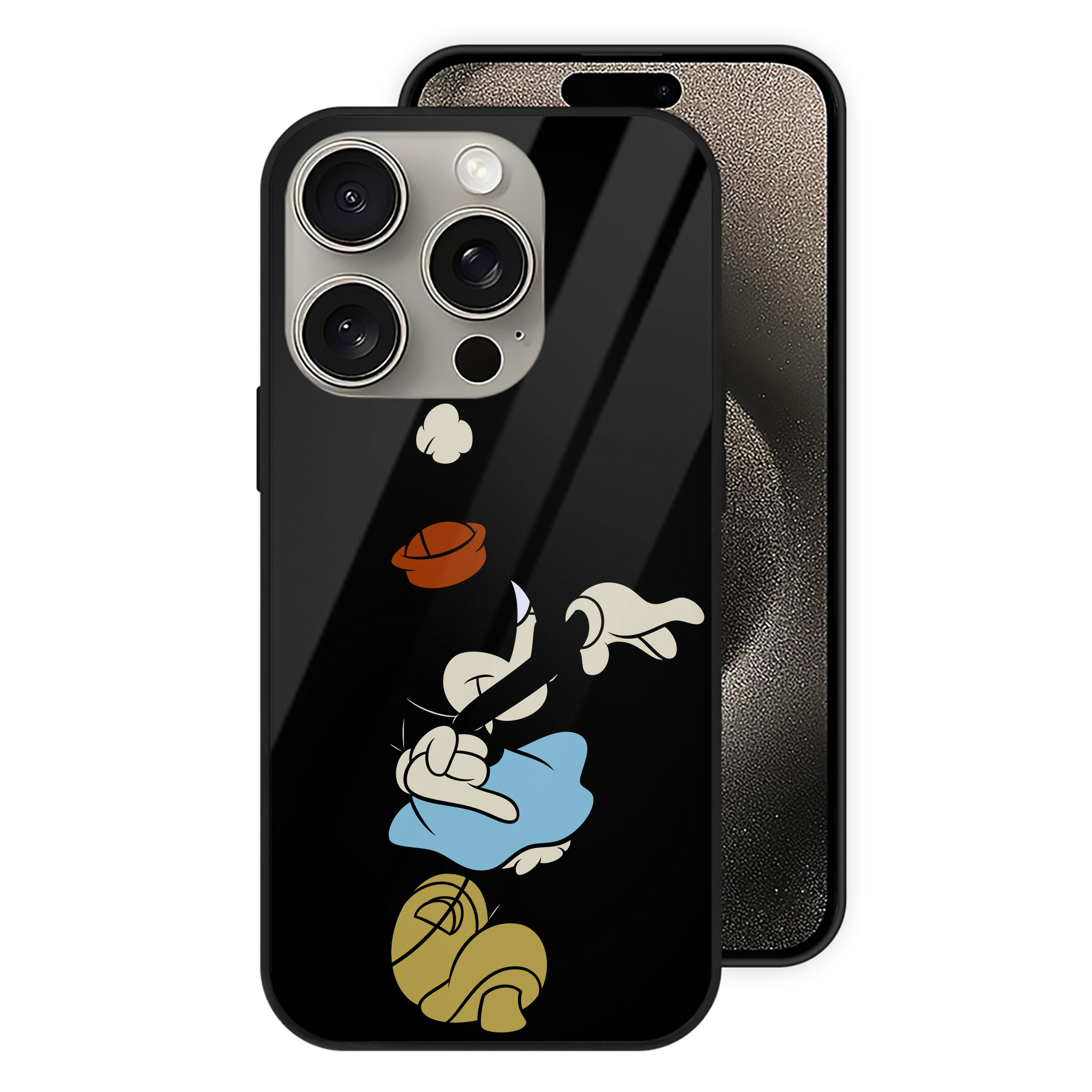（画像用） ミッキーマウス Mickey Mouse 【iPhone15Pro対応】スマホケース 耐衝撃＆黄変防止 背面ガラス