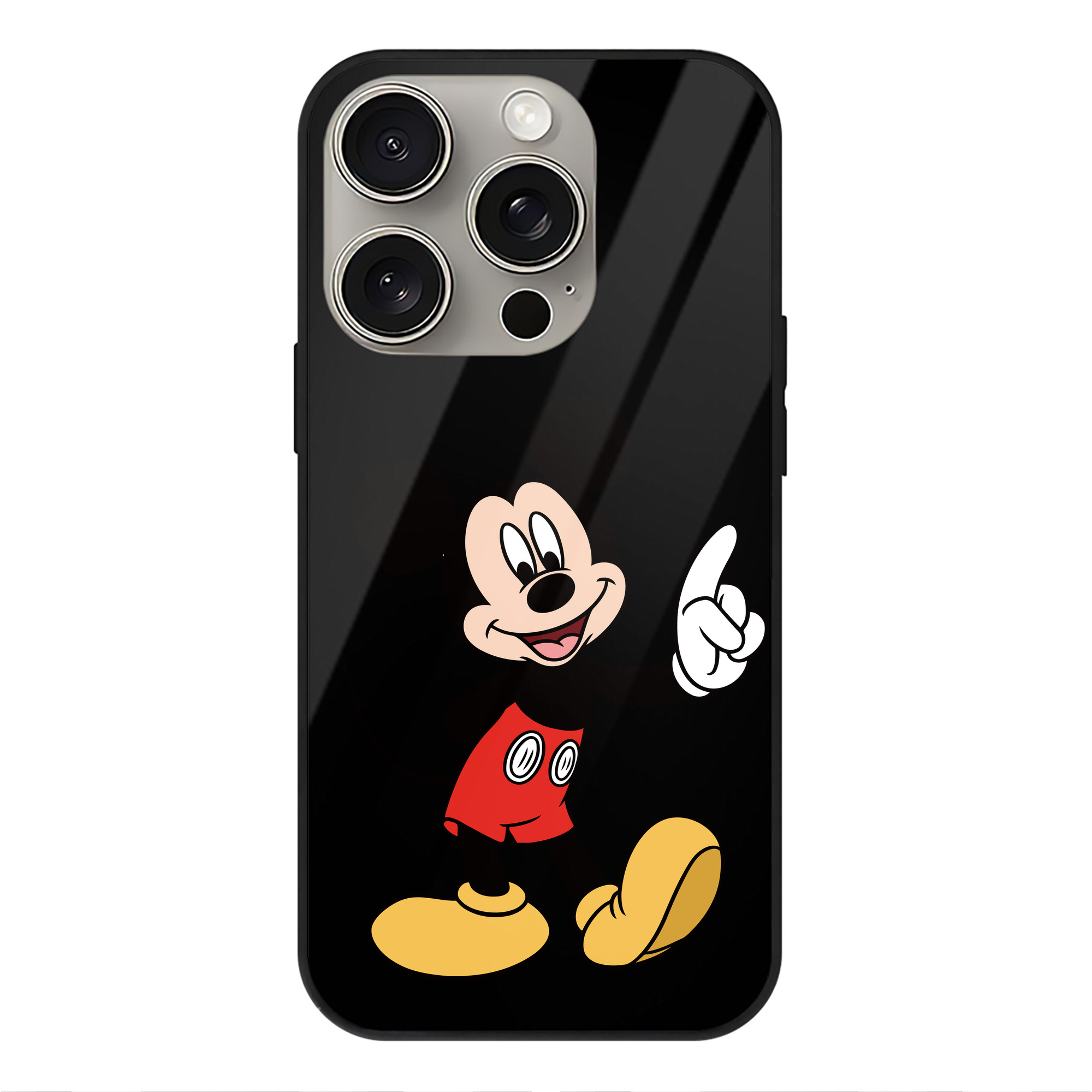 （画像用） ミッキーマウス Mickey Mouse 【iPhone15Pro対応】スマホケース 耐衝撃＆黄変防止 背面ガラス