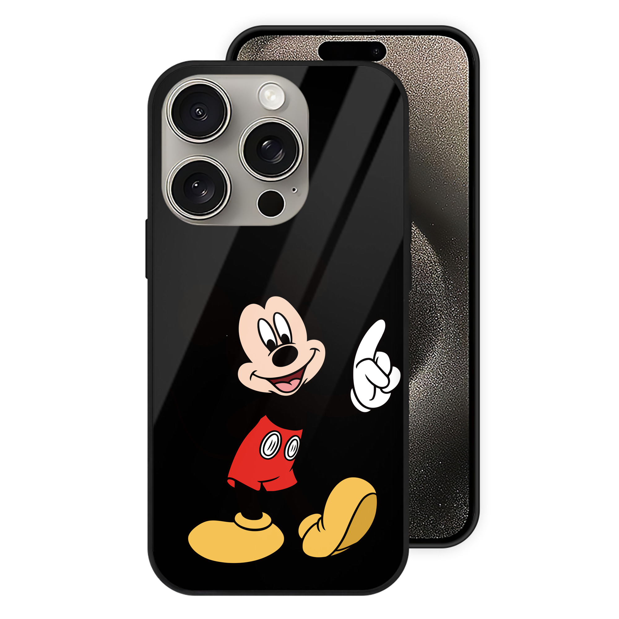 （画像用） ミッキーマウス Mickey Mouse 【iPhone15Pro対応】スマホケース 耐衝撃＆黄変防止 背面ガラス