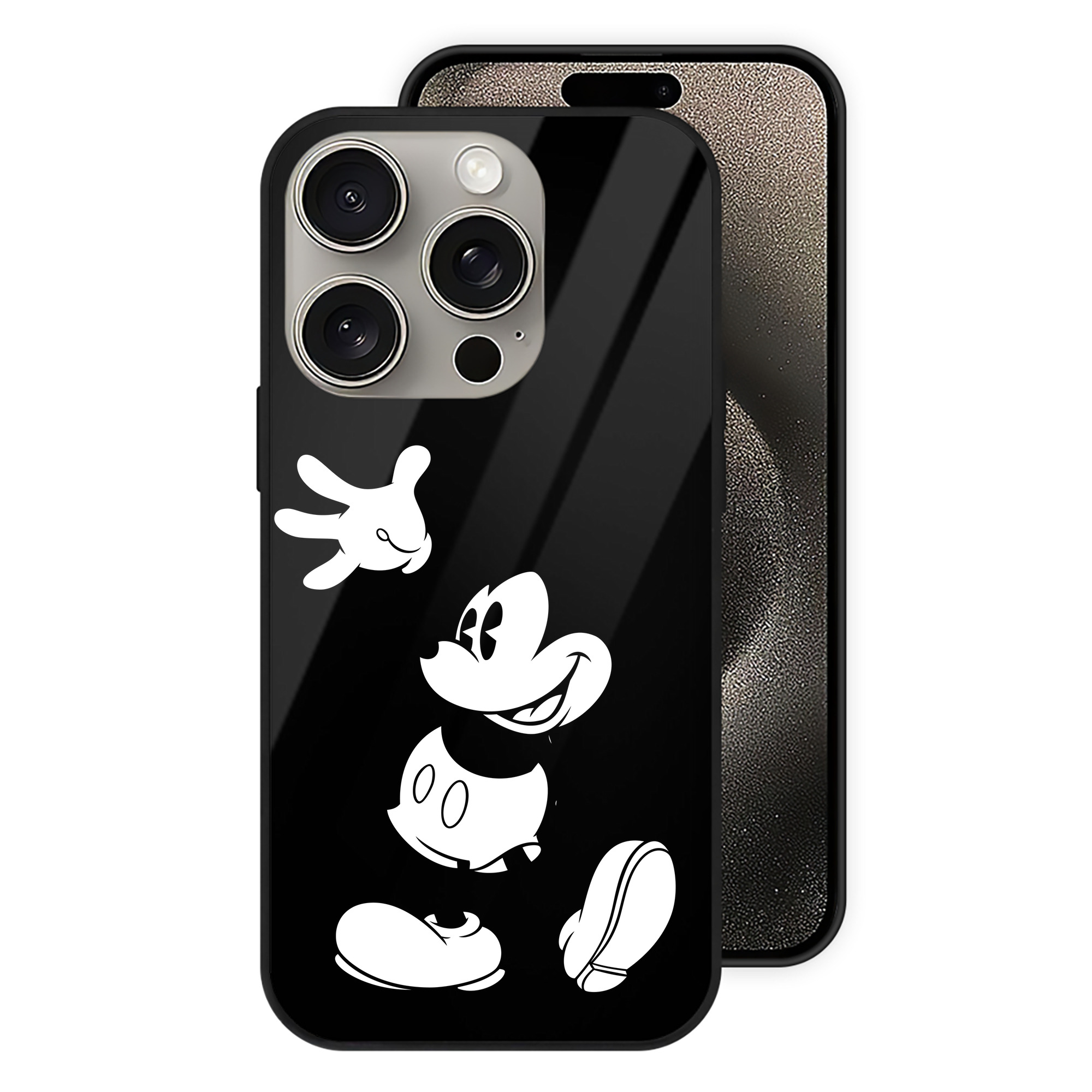 （画像用） ミッキーマウス Mickey Mouse 【iPhone15Pro対応】スマホケース 耐衝撃＆黄変防止 背面ガラス