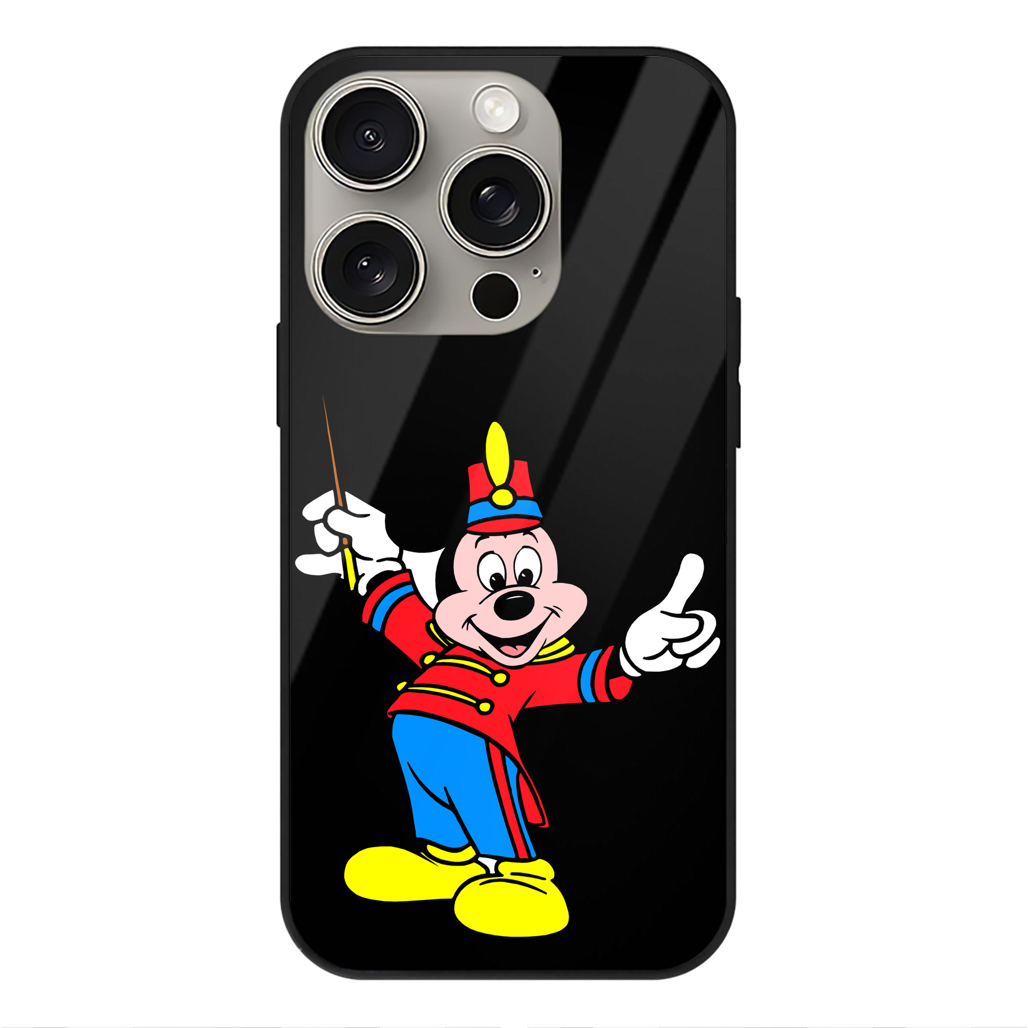 （画像用） ミッキーマウス Mickey Mouse 【iPhone15Pro対応】スマホケース 耐衝撃＆黄変防止 背面ガラス